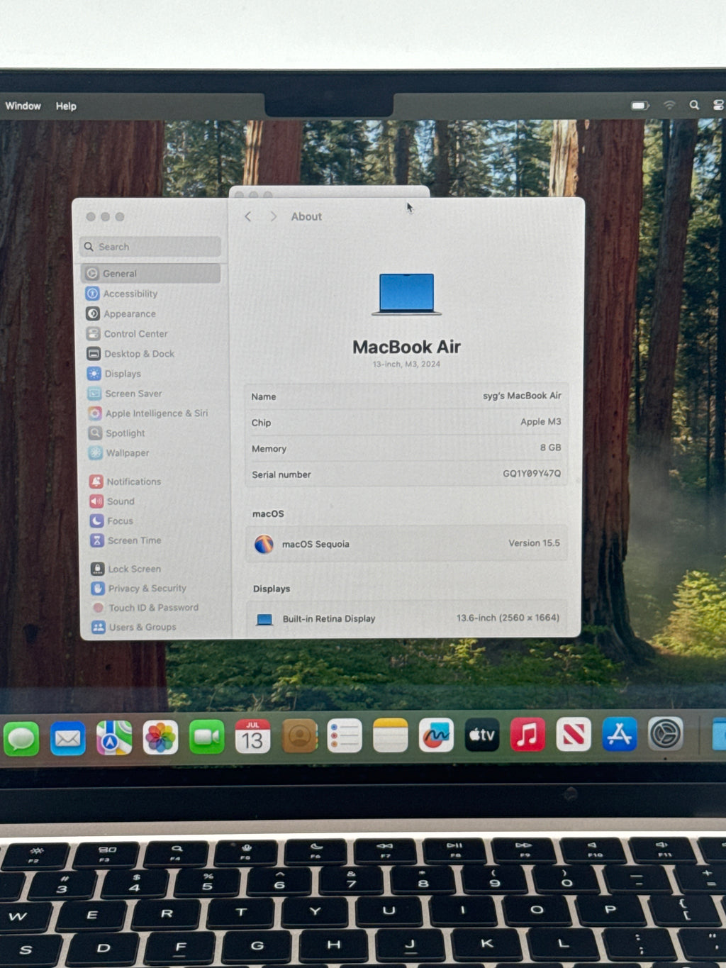 Apple MacBook Air 13" M3 A3113 8GB RAM 256GB SSD Gold - Used