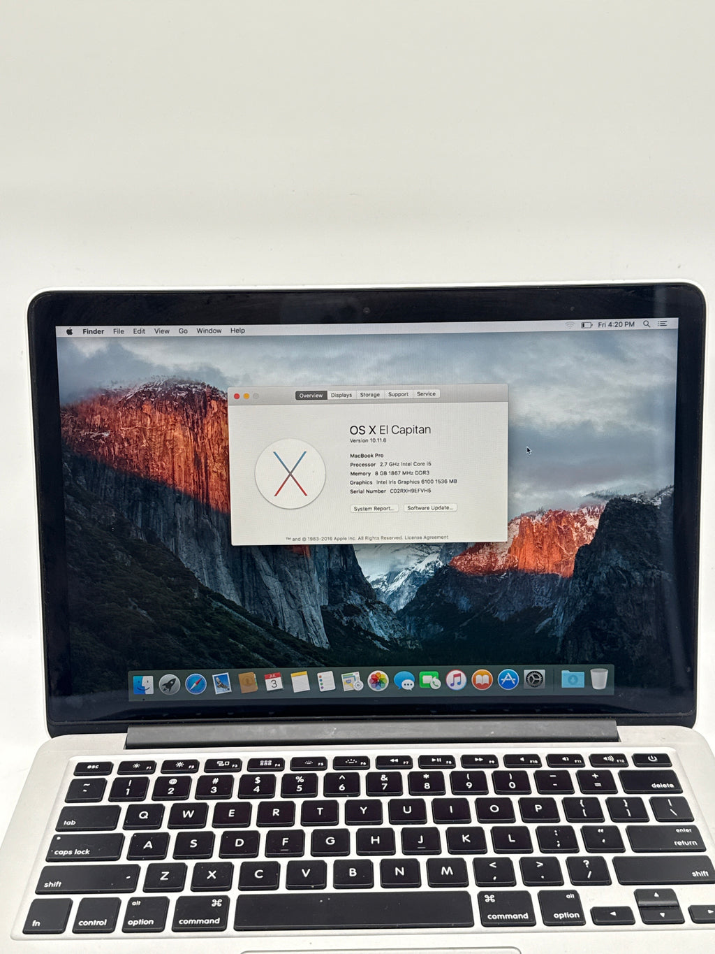 Apple MacBook Pro 15" A1398 i5 8gb RAM 256GB Flash Storage - Used