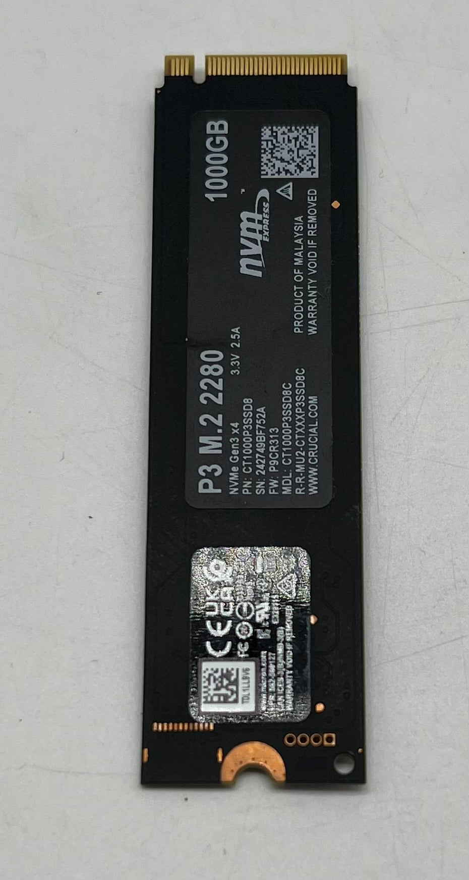 Micron Crucial P3 1TB SSD Black - Used