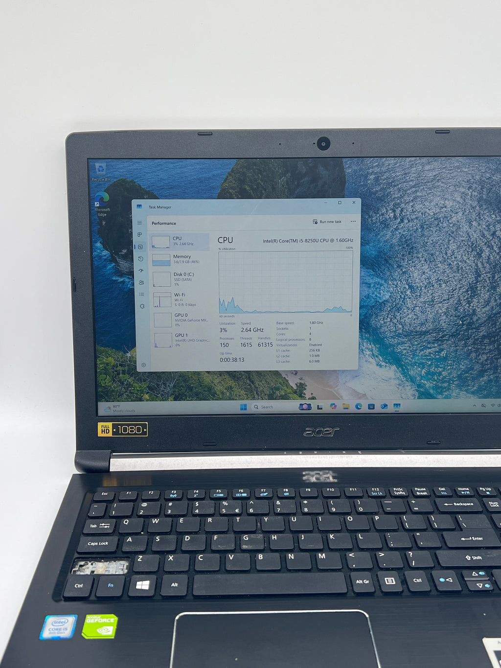 Acer Aspire A515-51G i5-8250u 8GB RAM 256GB SSD GeForce MX150 - For Parts (Read)