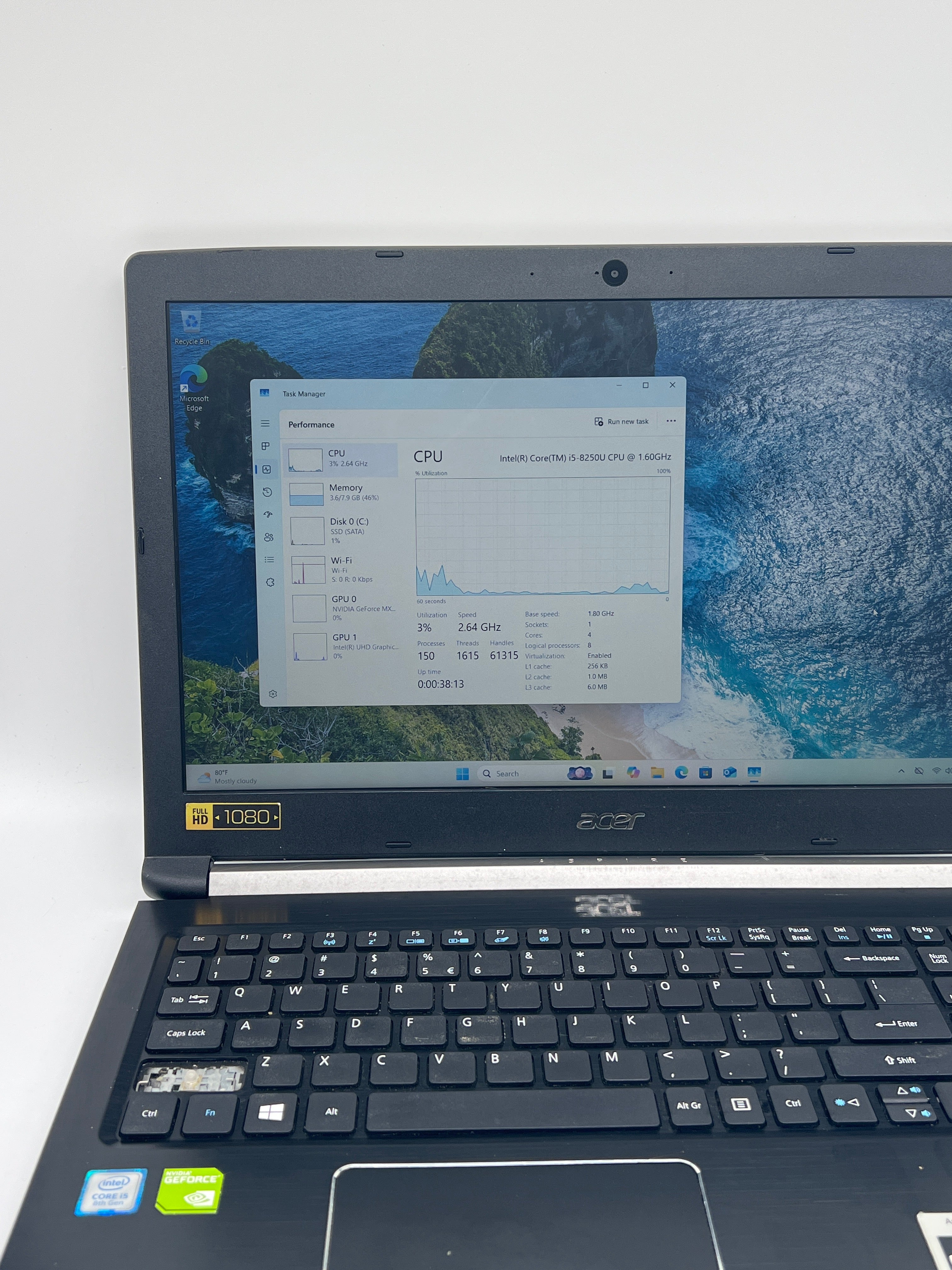 Acer Aspire A515-51G i5-8250u 8GB RAM 256GB SSD GeForce MX150 - For Parts (Read)