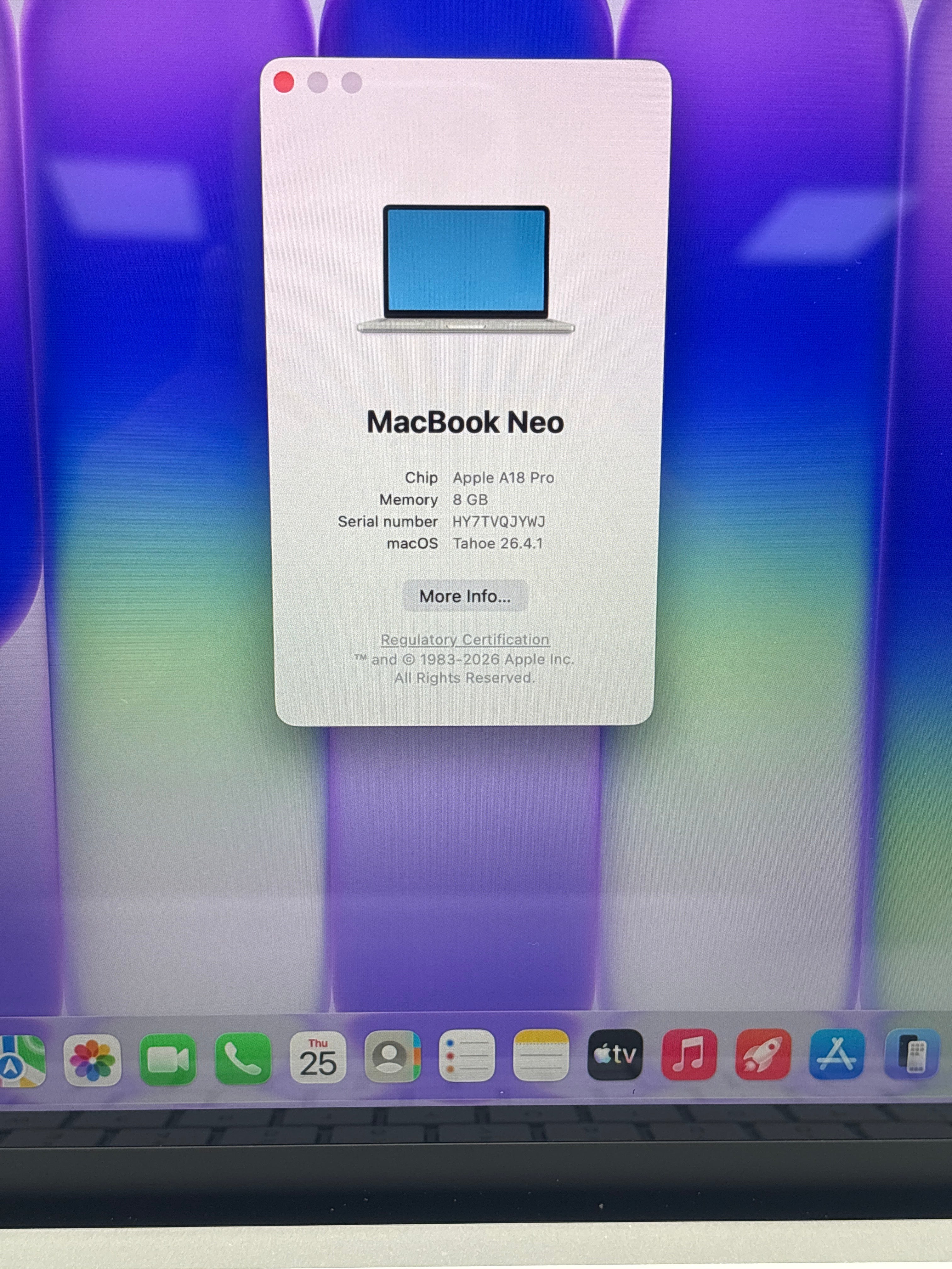 Apple MacBook Neo 13" A3404 A18 Pro 8GB RAM 256GB SSD - Used