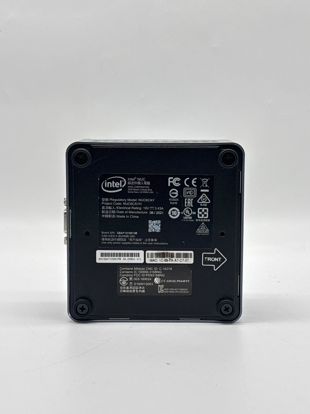 Intel NUC6CAYH Mini PC Celeron J3455 4GB RAM 128GB SSD Bare Unit - Used