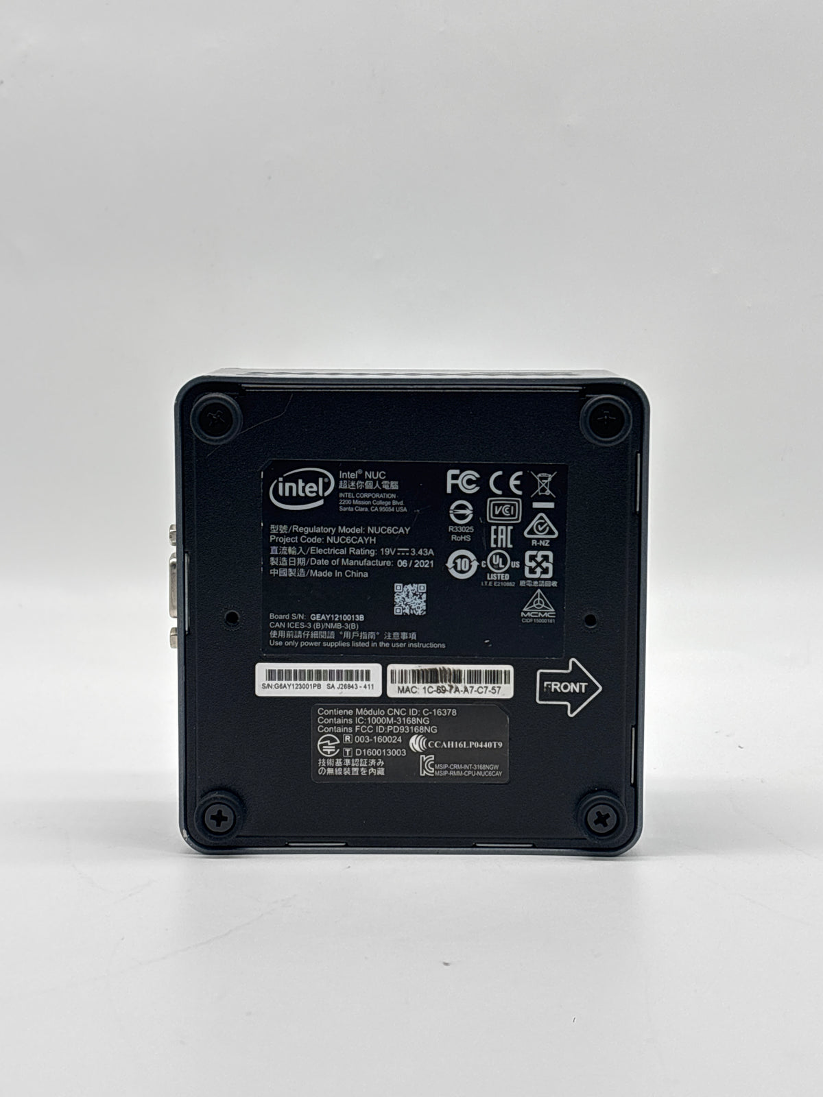 Intel NUC6CAYH Mini PC Celeron J3455 4GB RAM 128GB SSD Bare Unit - Used