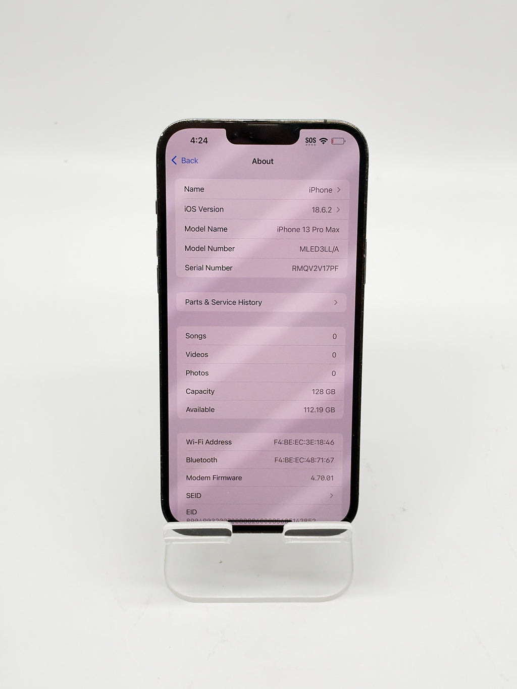 Apple iPhone 13 Pro Max A2484 128GB Unlocked gray Service Battery - For Parts