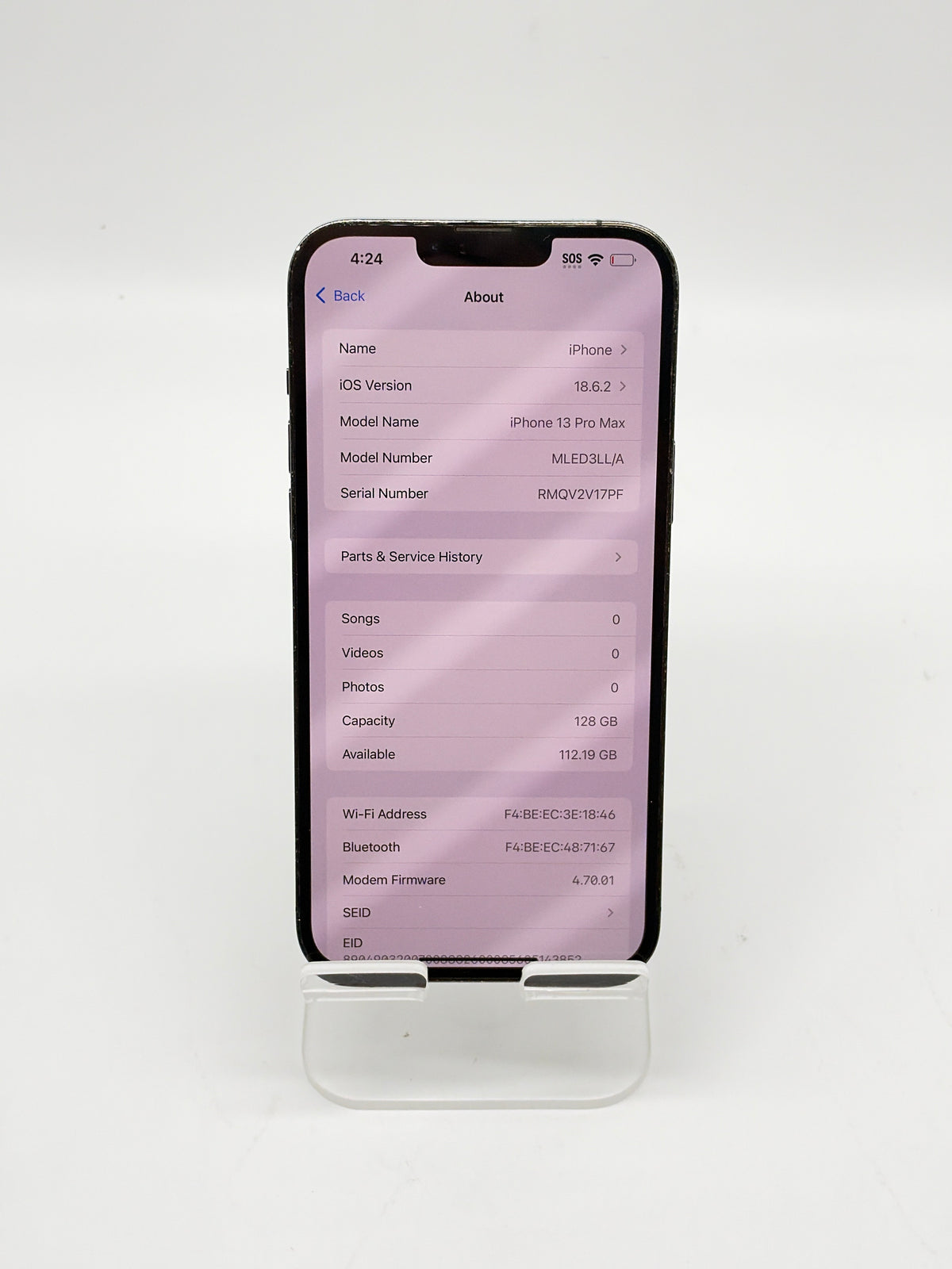 Apple iPhone 13 Pro Max A2484 128GB Unlocked gray Service Battery - For Parts