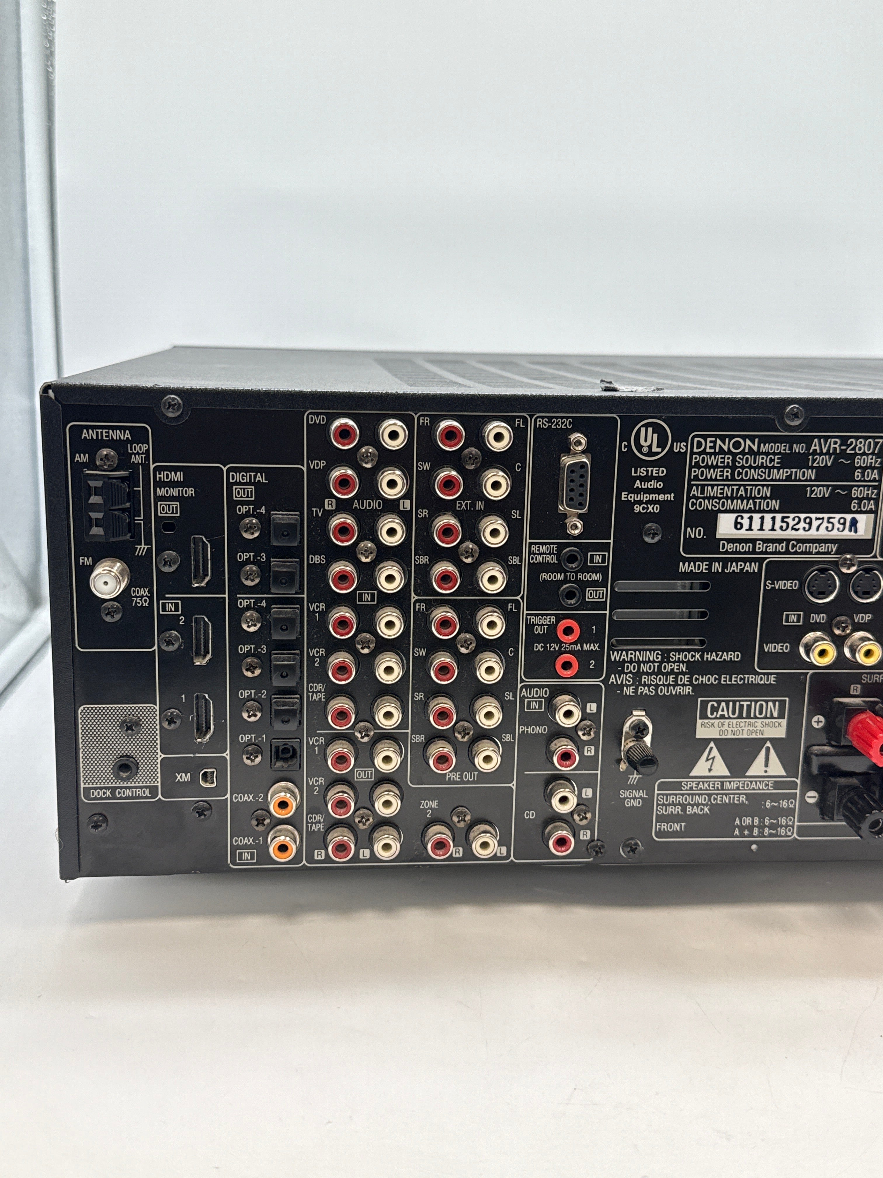 Denon AVR-2807 AL24 7.1 A/V Receiver Black - Used Tested