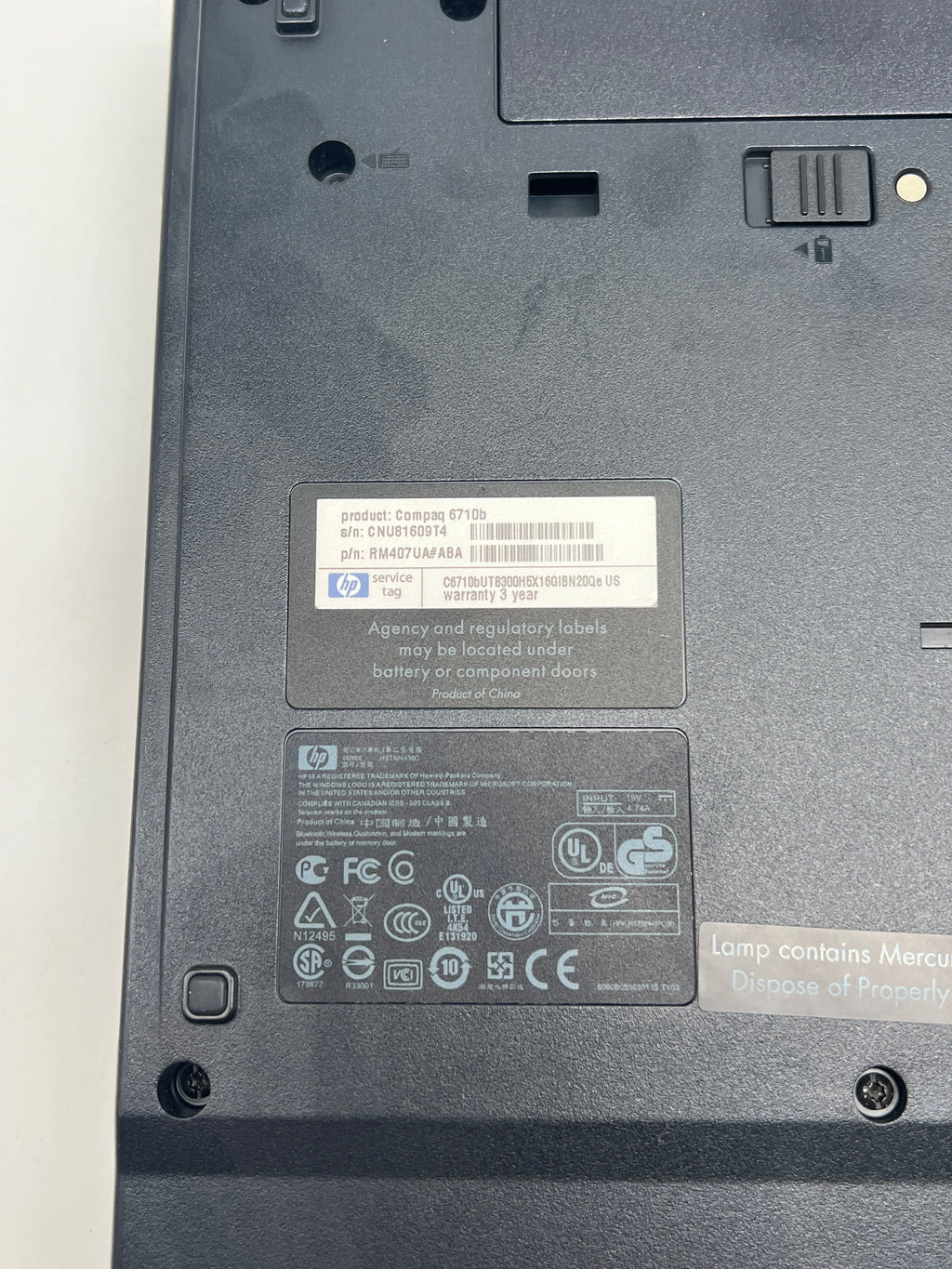 HP Compaq 6710b Core 2 Duo 2GB DDR2 - For Parts Bad Battery