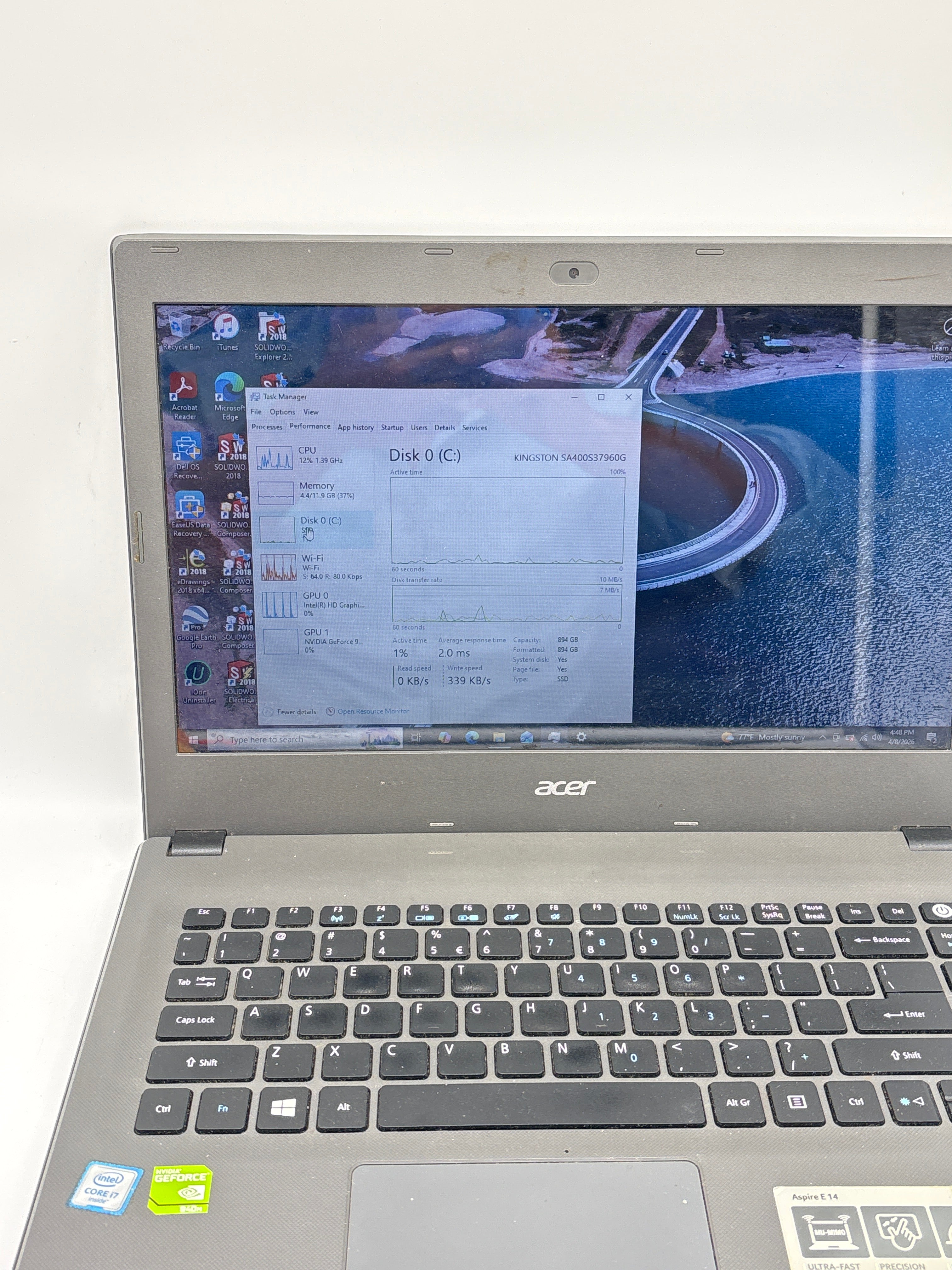 Acer Aspire E5-491G i7-6700hq 12GB RAM 1TB SSD Geforce 940M - Used