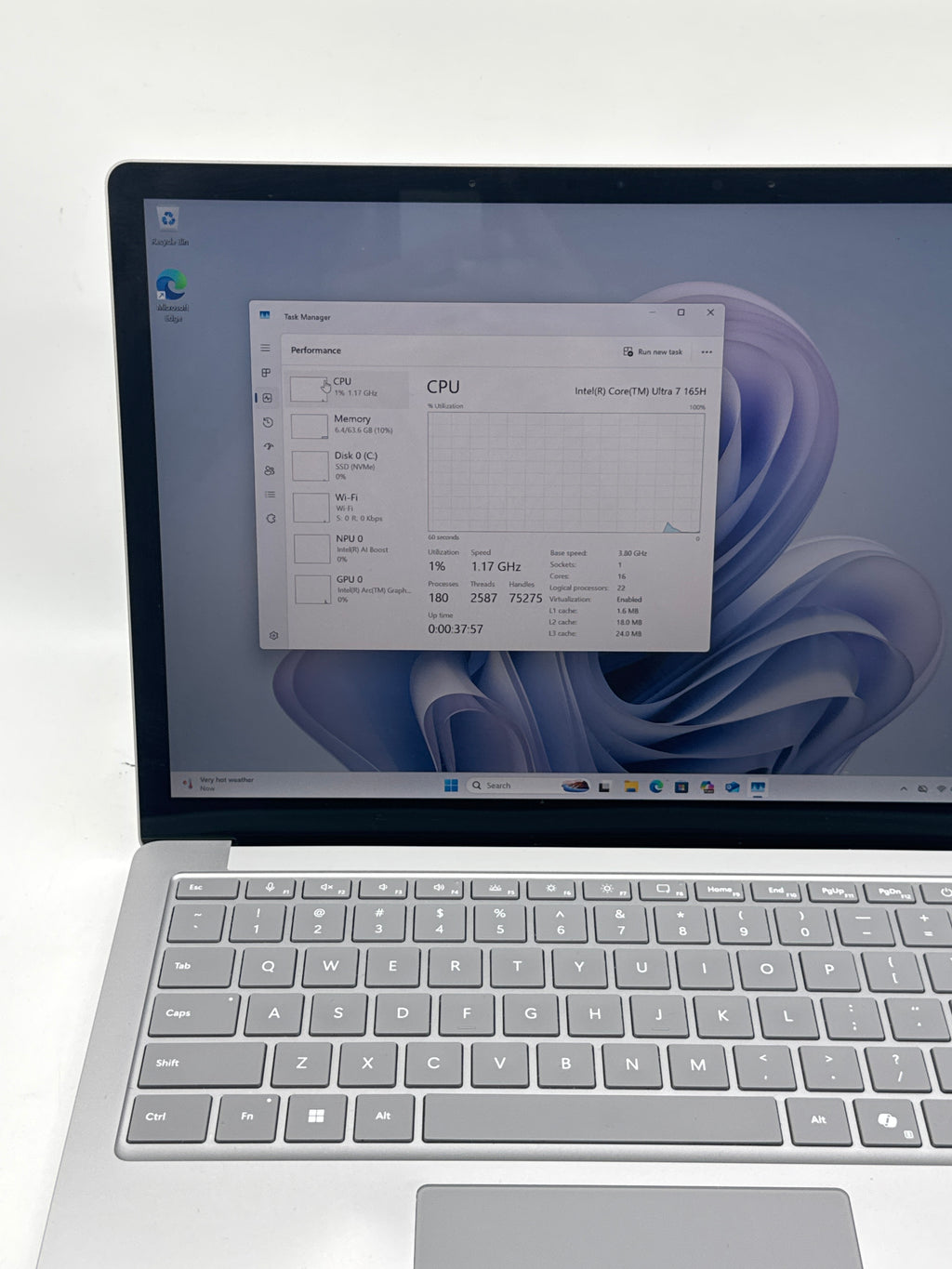 Microsoft Surface Laptop 6 Ultra 7 165H 64GB RAM 1TB SSD Silver - Remotely Managed