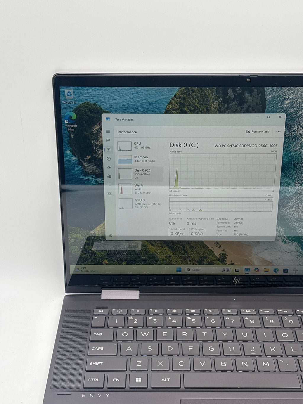 HP ENVY 15-fh0013dx Ryzen 5 7530U 8GB RAM 256GB SSD - For Parts (Damaged Ports)