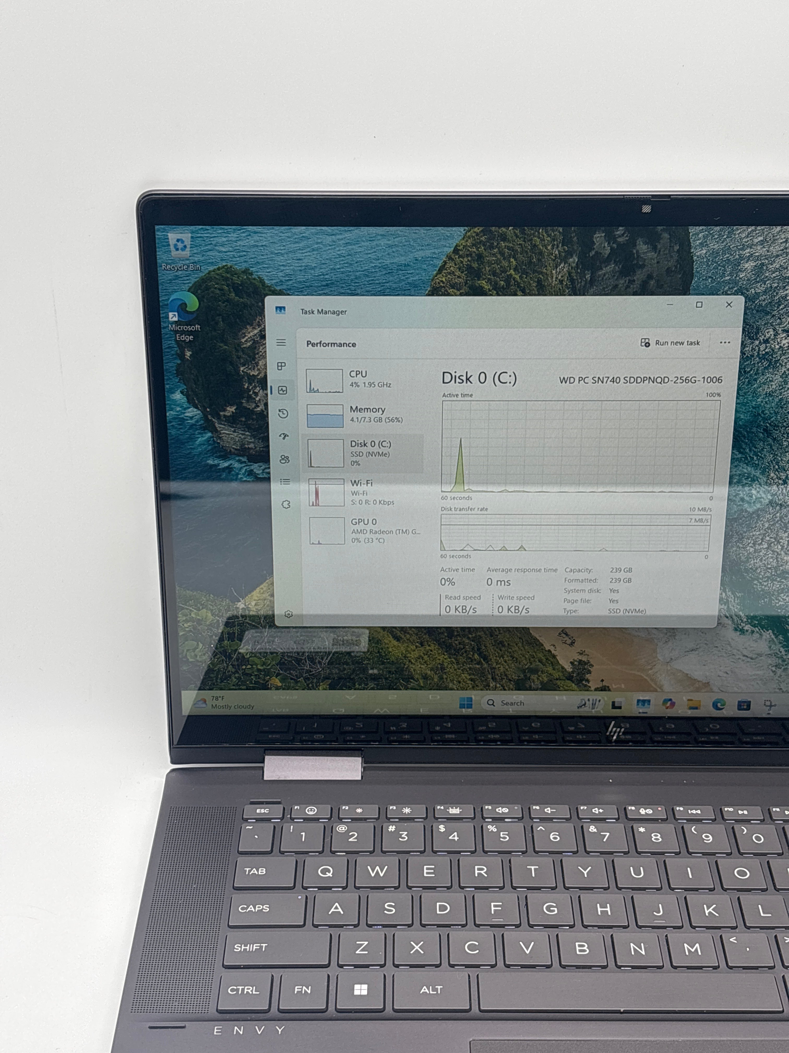 HP ENVY 15-fh0013dx Ryzen 5 7530U 8GB RAM 256GB SSD - For Parts (Damaged Ports)