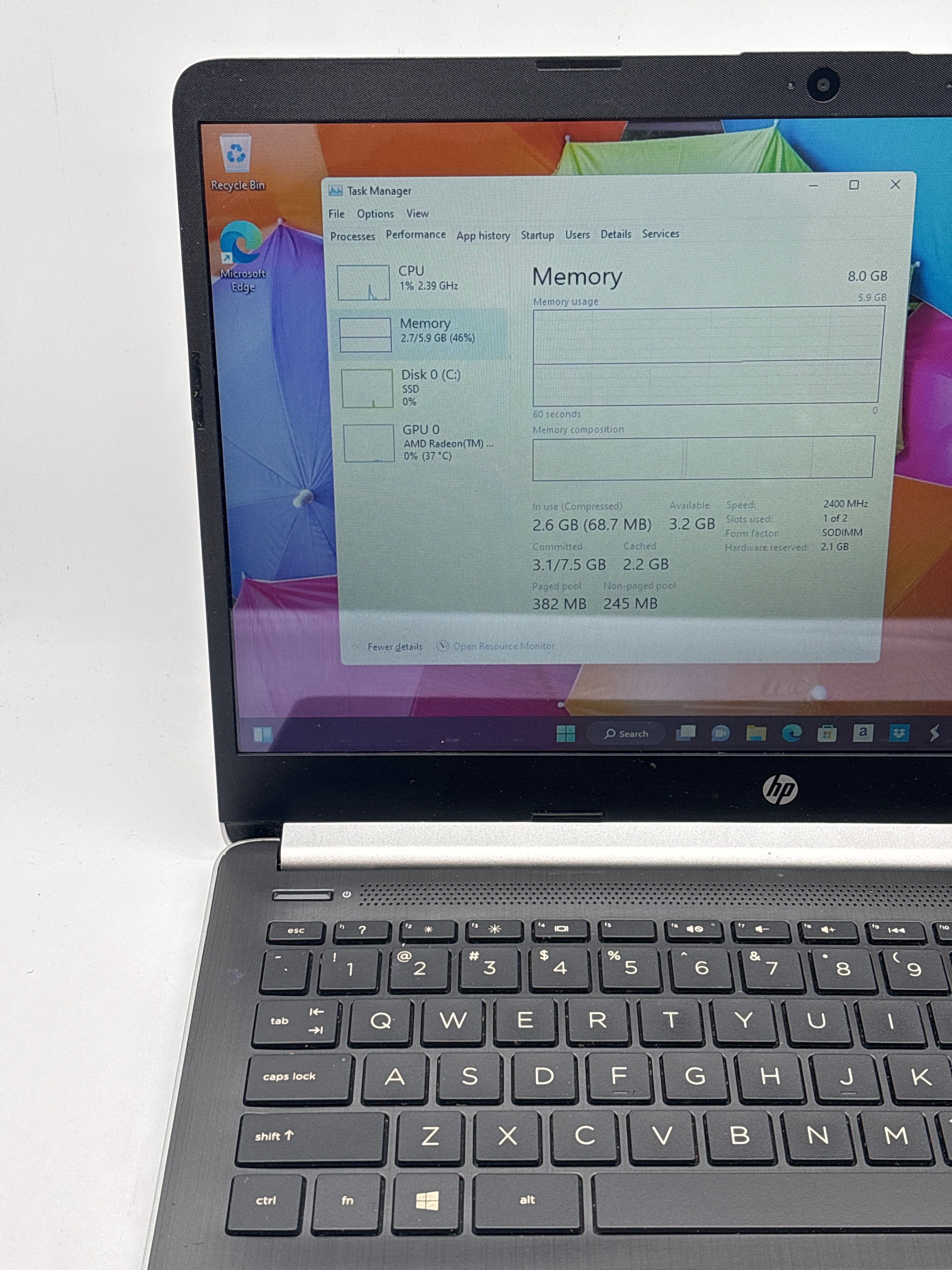 HP 14-dk0736ms AMD Ryzen 3 3200U 8GB RAM 256GB SSD - For Parts (Read DESC)