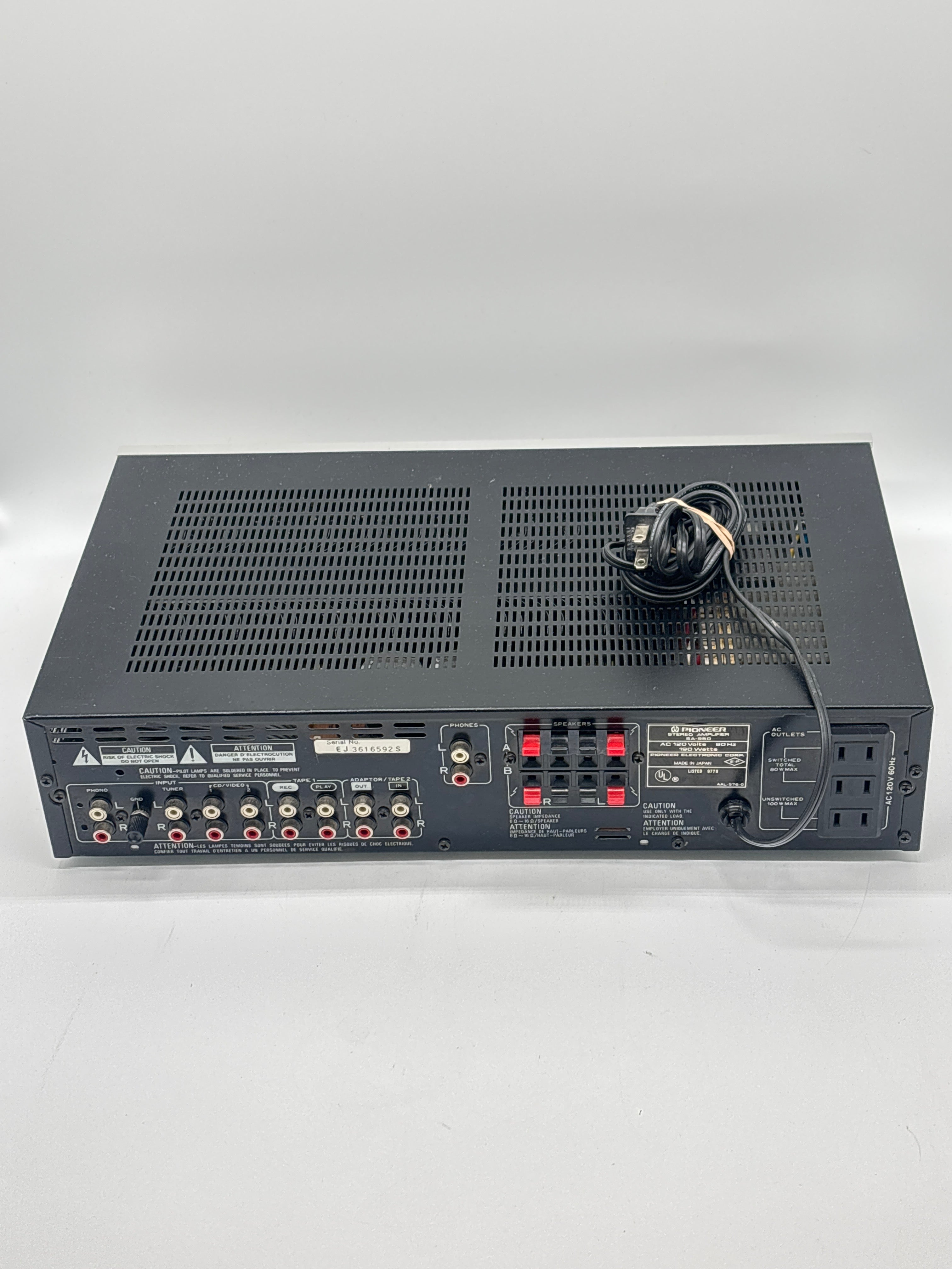 Pioneer Amplifier SA-950 Integrated Amplifier Silver Untested - Does not power on