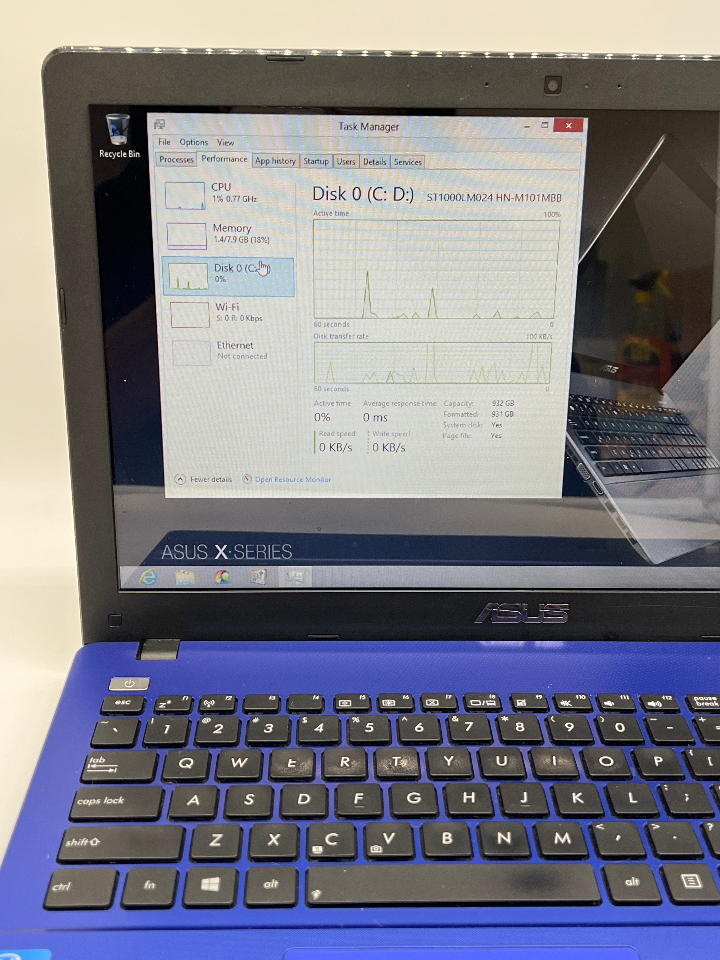 Asus KC550C 15.6 inch i5 3217U 8GB RAM 1TB Storage Laptop Blue Used