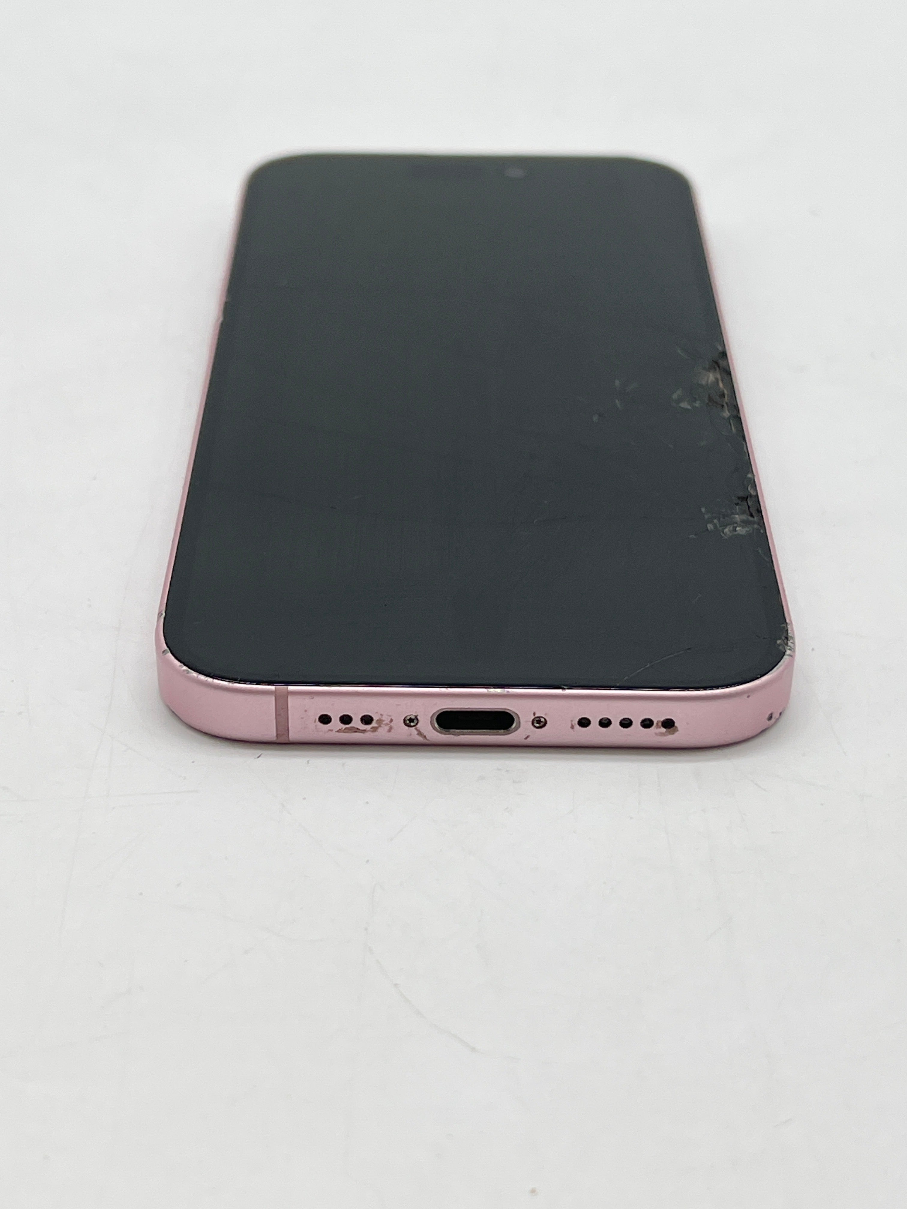 Apple iPhone 15 128GB T-Mobile Pink front, back and camera lens cracked