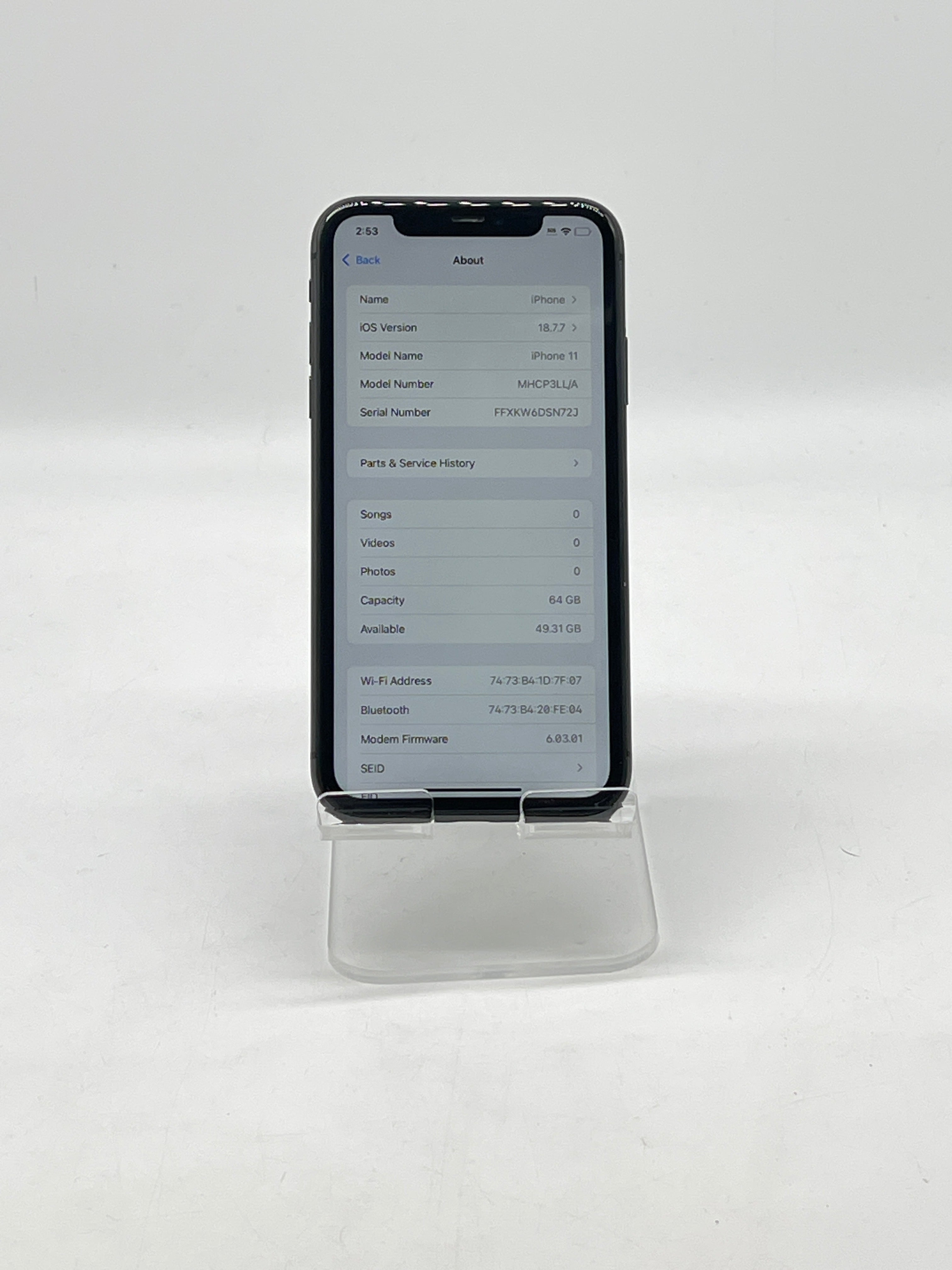 Apple iPhone 11 64GB Unlocked Black - For Parts Service Battery