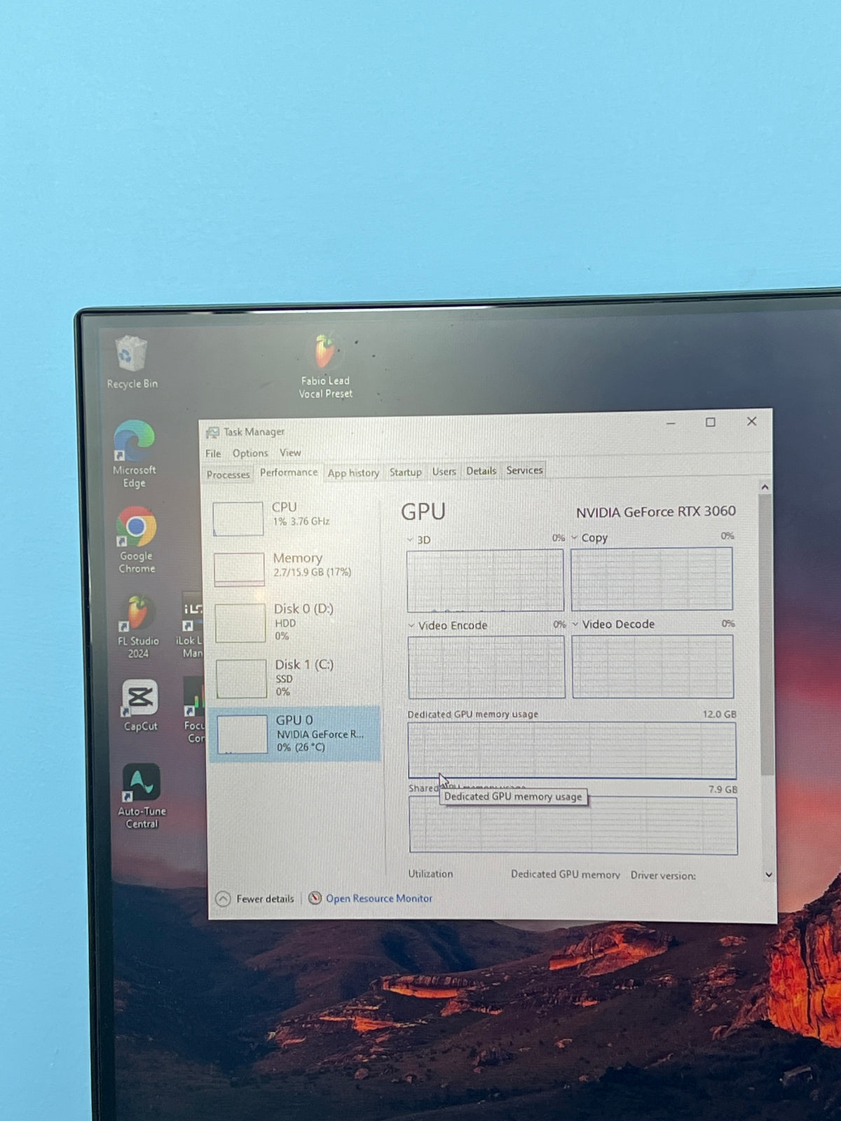 Lenovo Legion T5 26AMR5 AMD Ryzen 7 5800 16GB RAM 256GB SSD+1TB HDD RTX 3060 - Used