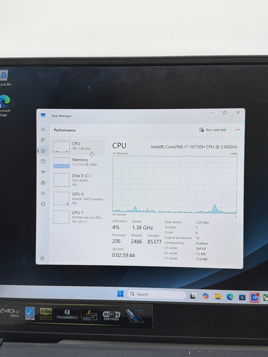 ASUS ROG Zephyrus M15 I7-10750H 1TB SSD 16GB RTX 2070 Max Q