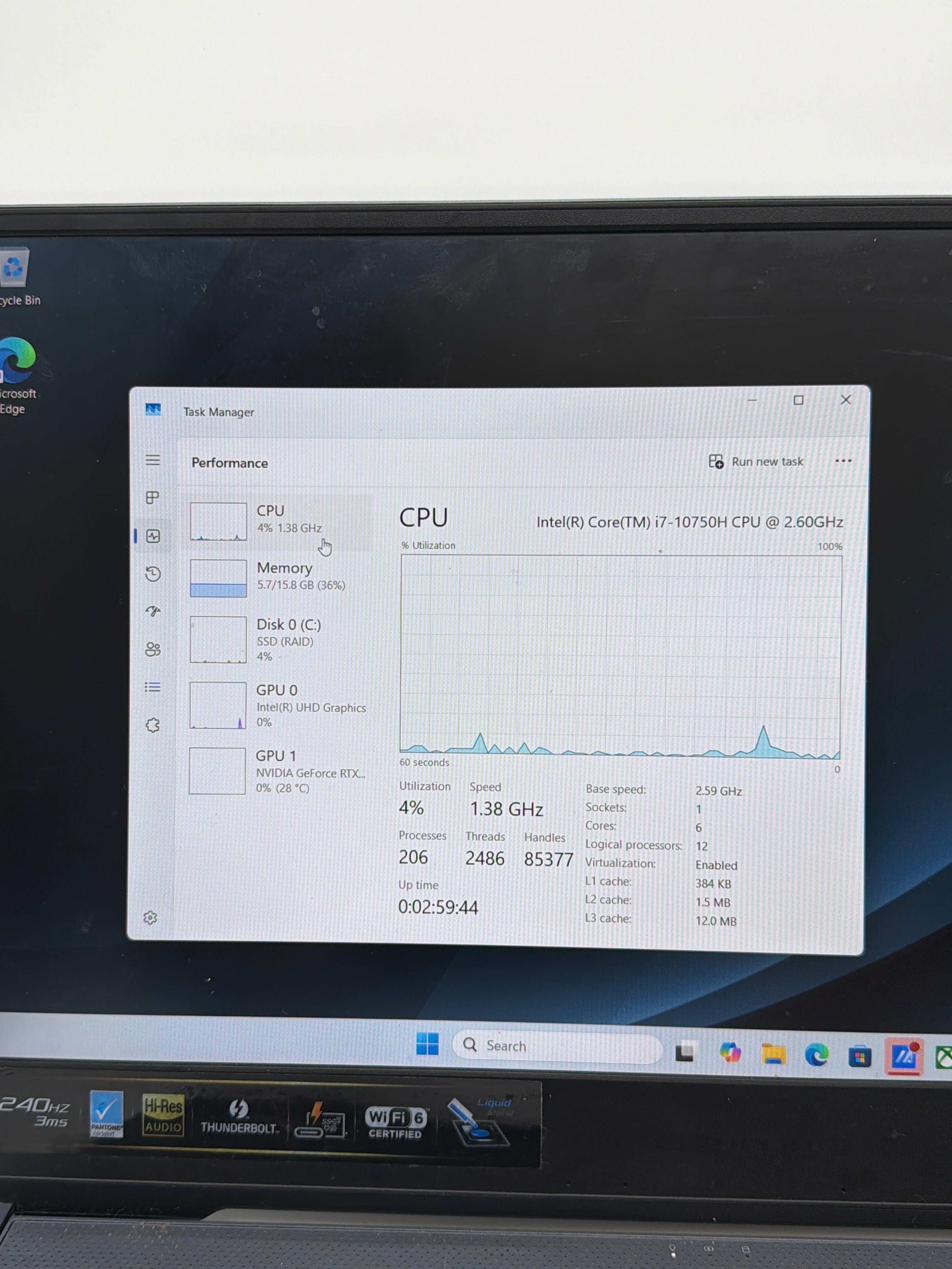 ASUS ROG Zephyrus M15 I7-10750H 1TB SSD 16GB RTX 2070 Max Q