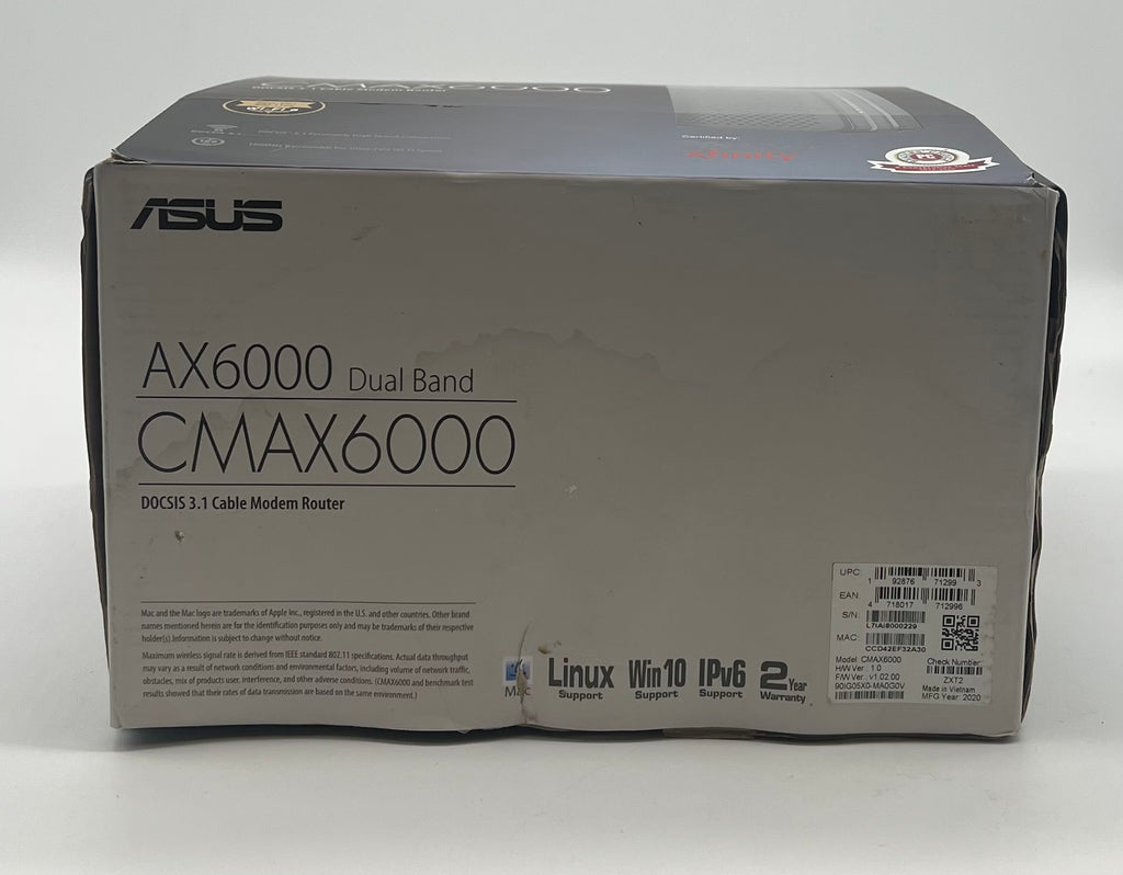 ASUS CMAX6000 WiFi 6 Cable Modem Wireless Router Gateway - Used With Box