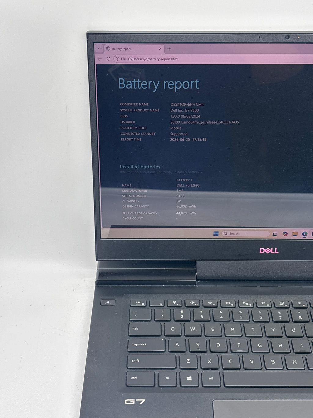 Dell G7 7500 15" Intel Core i7-10750H 16GB RAM 1TB SSD - For Parts