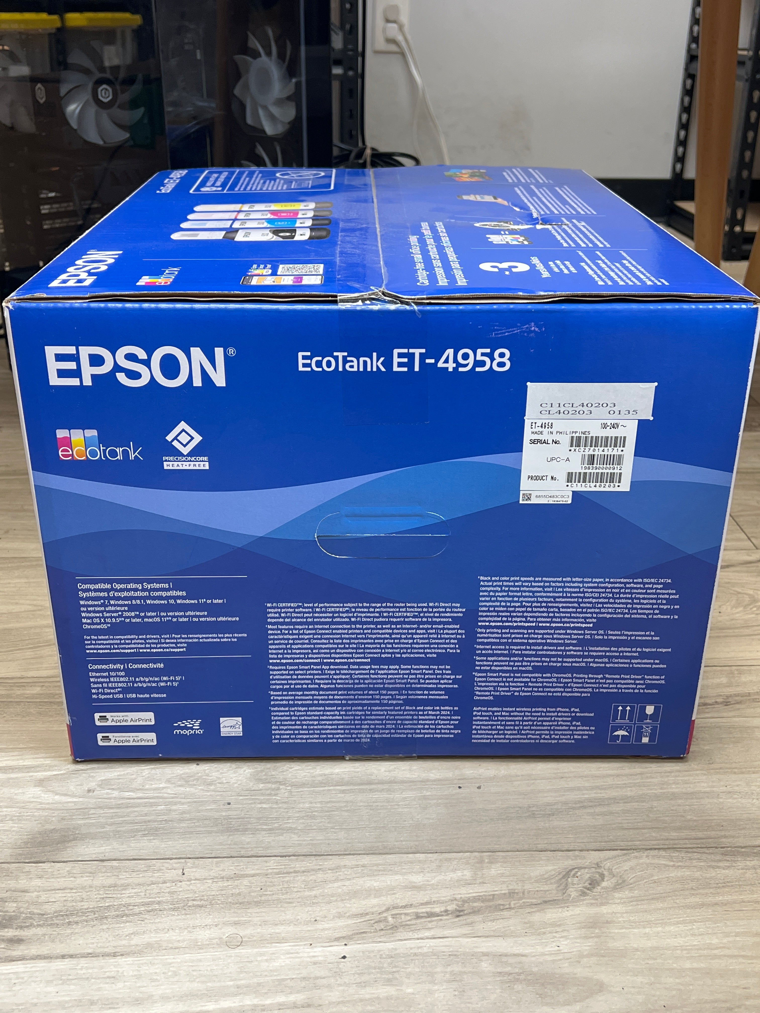 Epson EcoTank ET-4958 All-In-One Wireless Inkjet Printer - New in Box