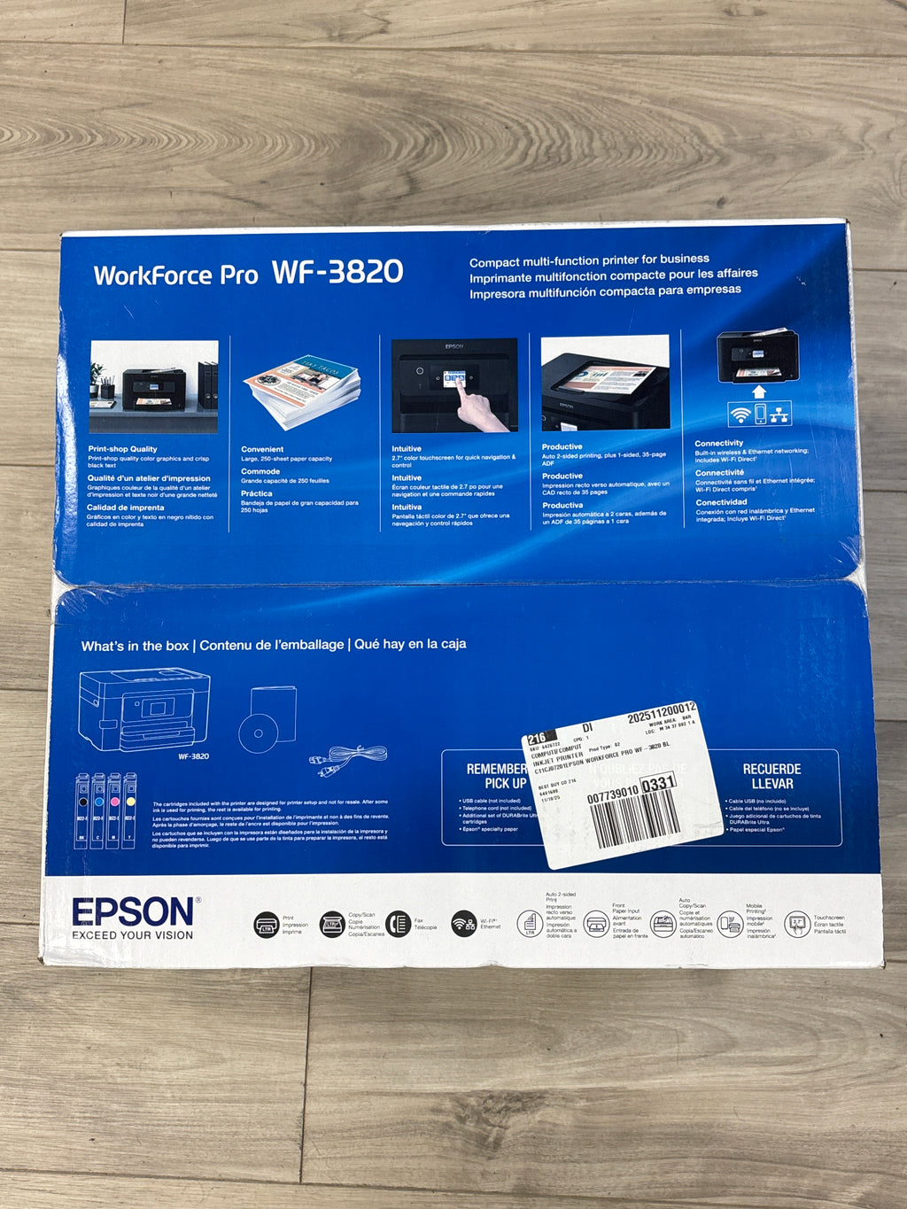 Epson WorkForce Pro WF-3820 Black All-In-One Printer Wireless - New In Box