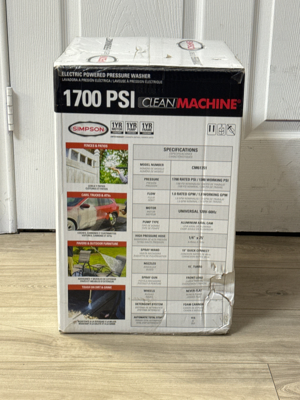 SIMPSON CM61351 Clean Machine 1700 PSI Electric Pressure Washer - New