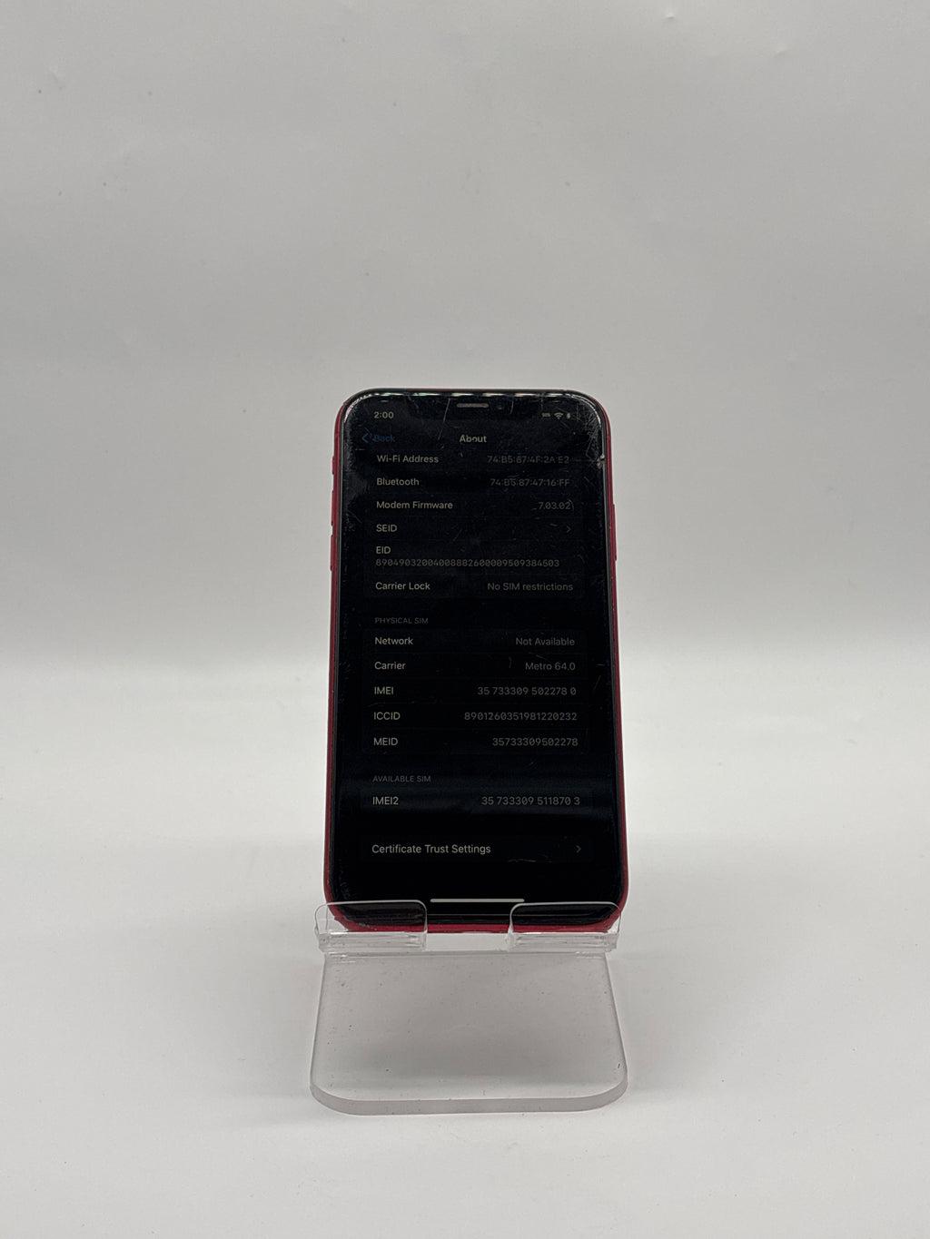 Apple iPhone XR 64GB Red A1984 Unlocked - Read