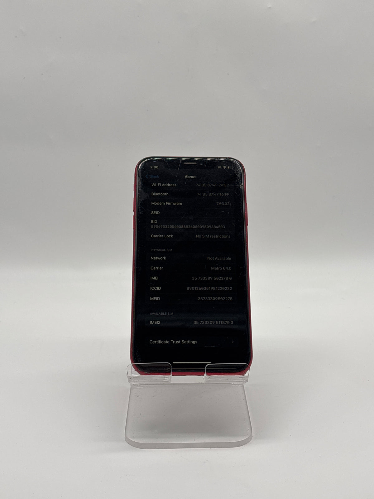 Apple iPhone XR 64GB Red A1984 Unlocked - Read