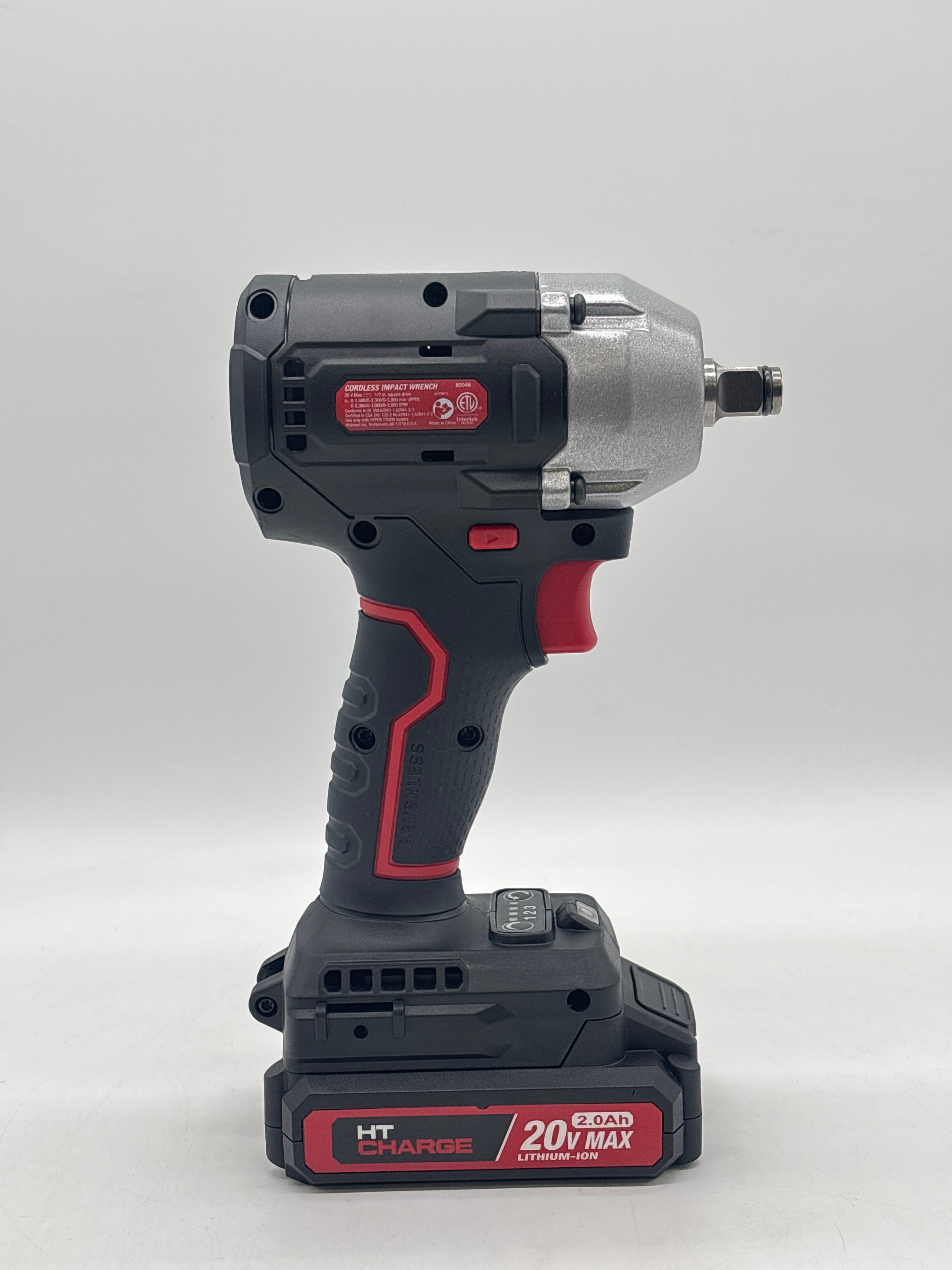 Hyper Tough 20V MAX 20 Volt 80046 Brushless 1/2" Impact Wrench - With Battery & Charger