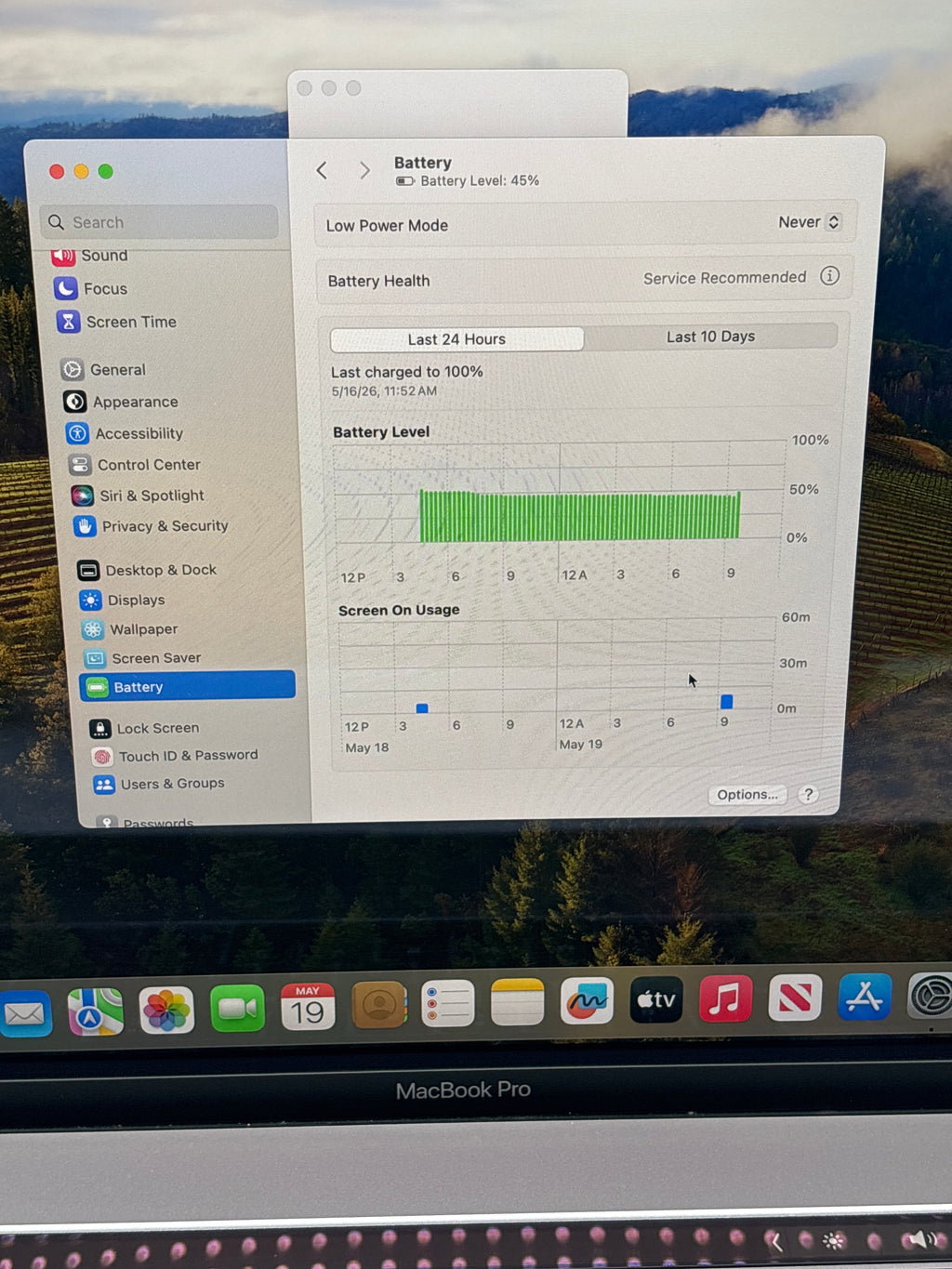 Apple MacBook Pro 15.4" A1990 i7 16GB RAM 512GB SSD - Service Battery