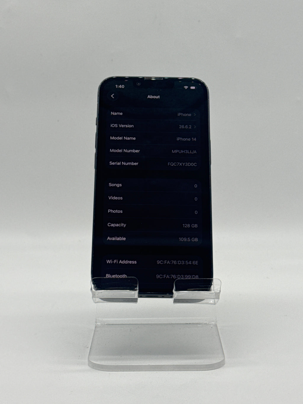 Apple iPhone 14 6.1" A2649 128GB Unlocked Midnight - Bottom Dent
