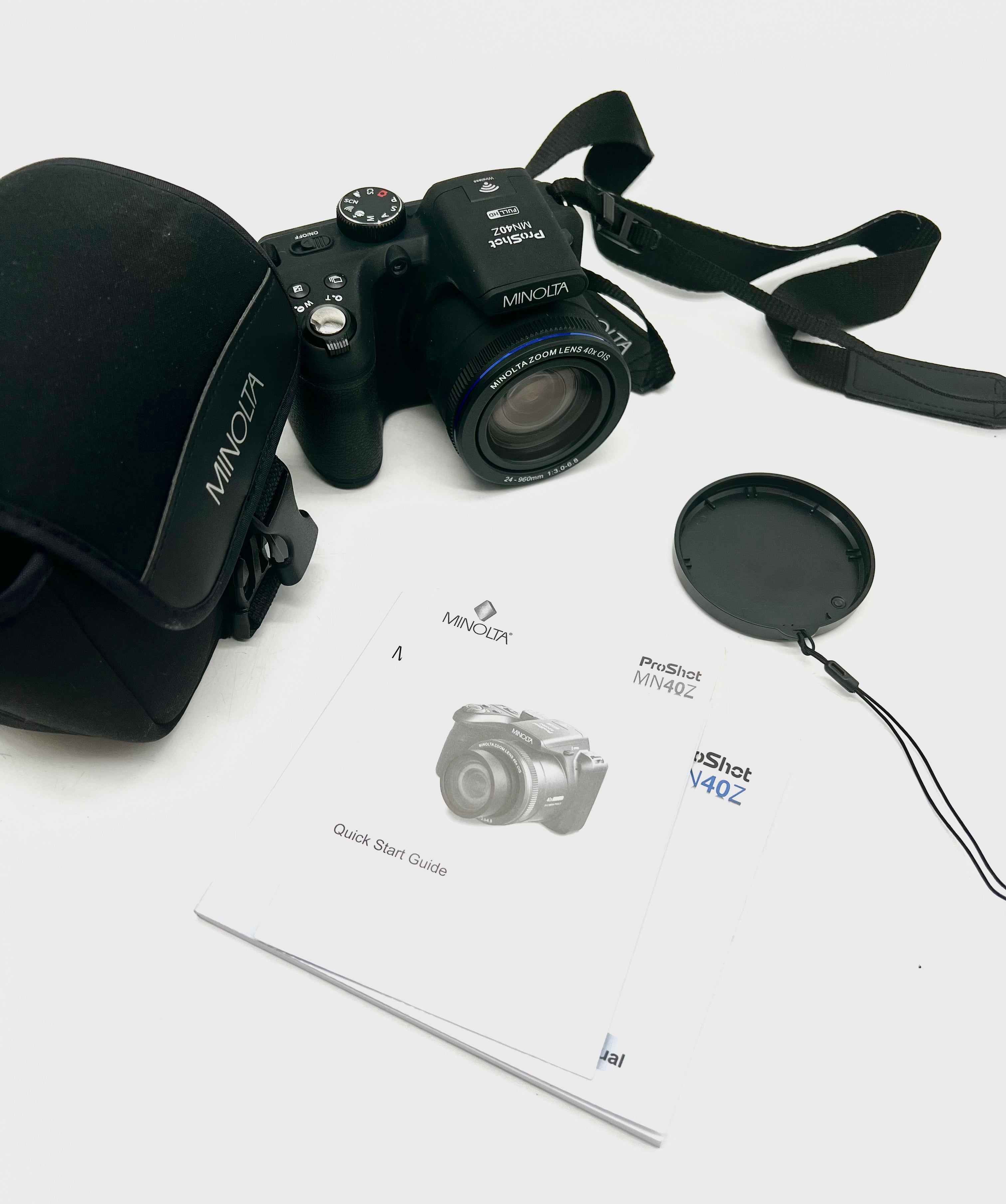 Minolta ProShot MN40Z 20MP 1080P FHD Bridge Digital Camera Silver 40x W/ Bag