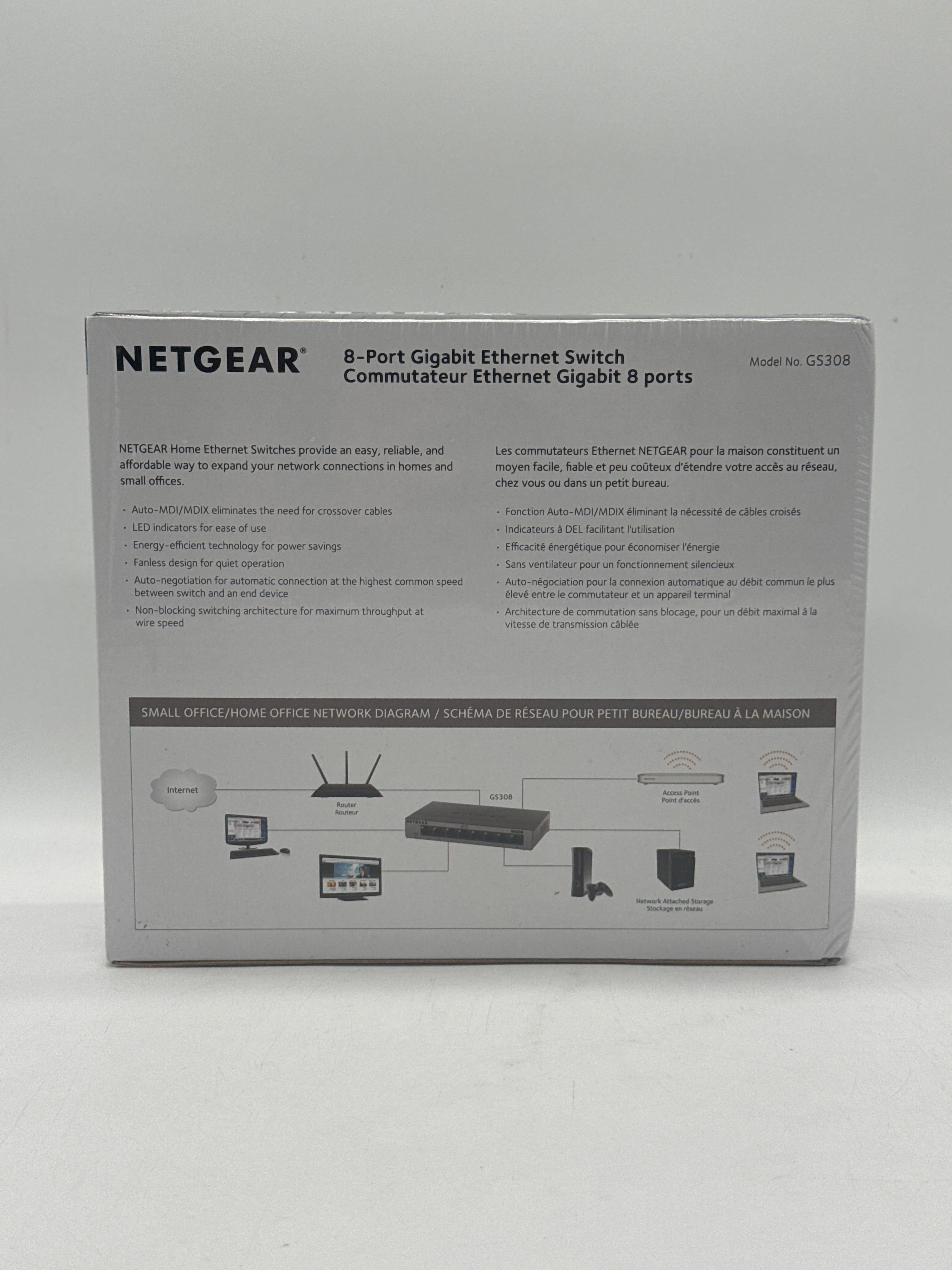 NETGEAR 8-Port Gigabit Ethernet Switch Model GS308-100PAS - New In Box