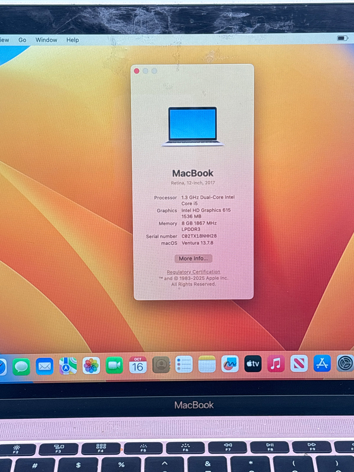 Apple MacBook Retina 12in 2017 A1534 Core i3 8GB RAM 512GB SSD - For Parts