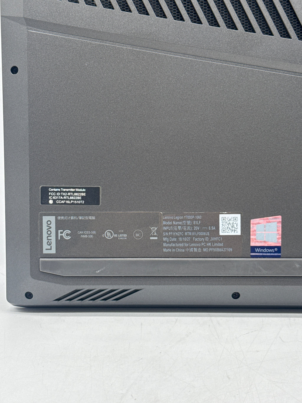 Lenovo Legion Y7000P-1060 i7 8750H 8GB RAM 1TB HDD GTX 1060 - READ