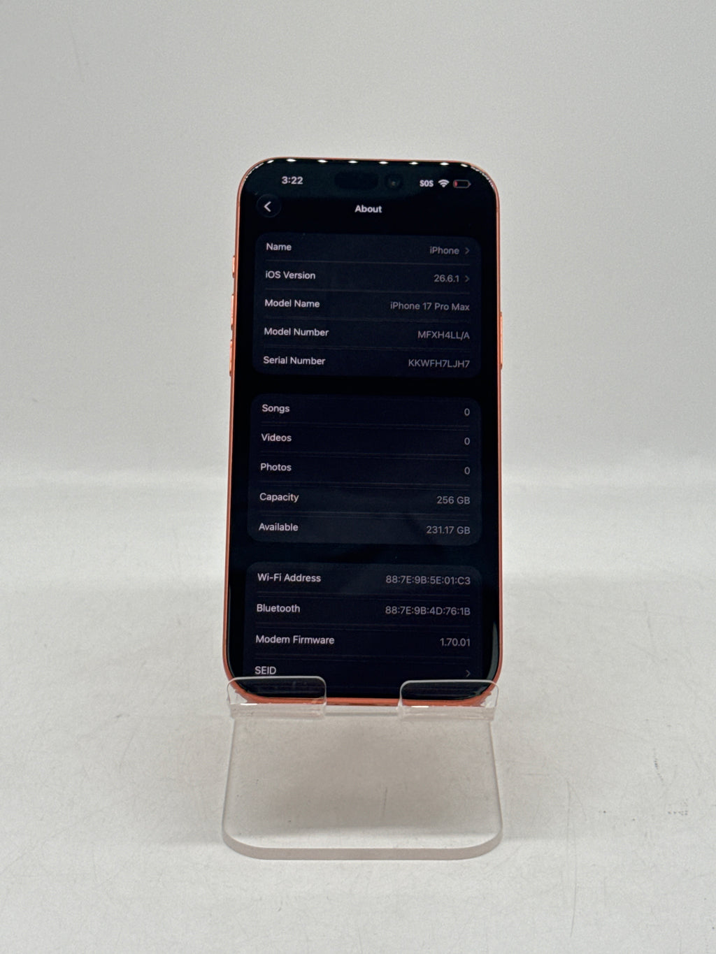 Apple iPhone 17 Pro Max MFXH4LL/A 256GB TMobile Orange - Network Locked