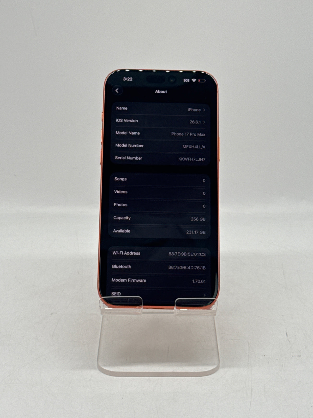 Apple iPhone 17 Pro Max MFXH4LL/A 256GB TMobile Orange - Network Locked