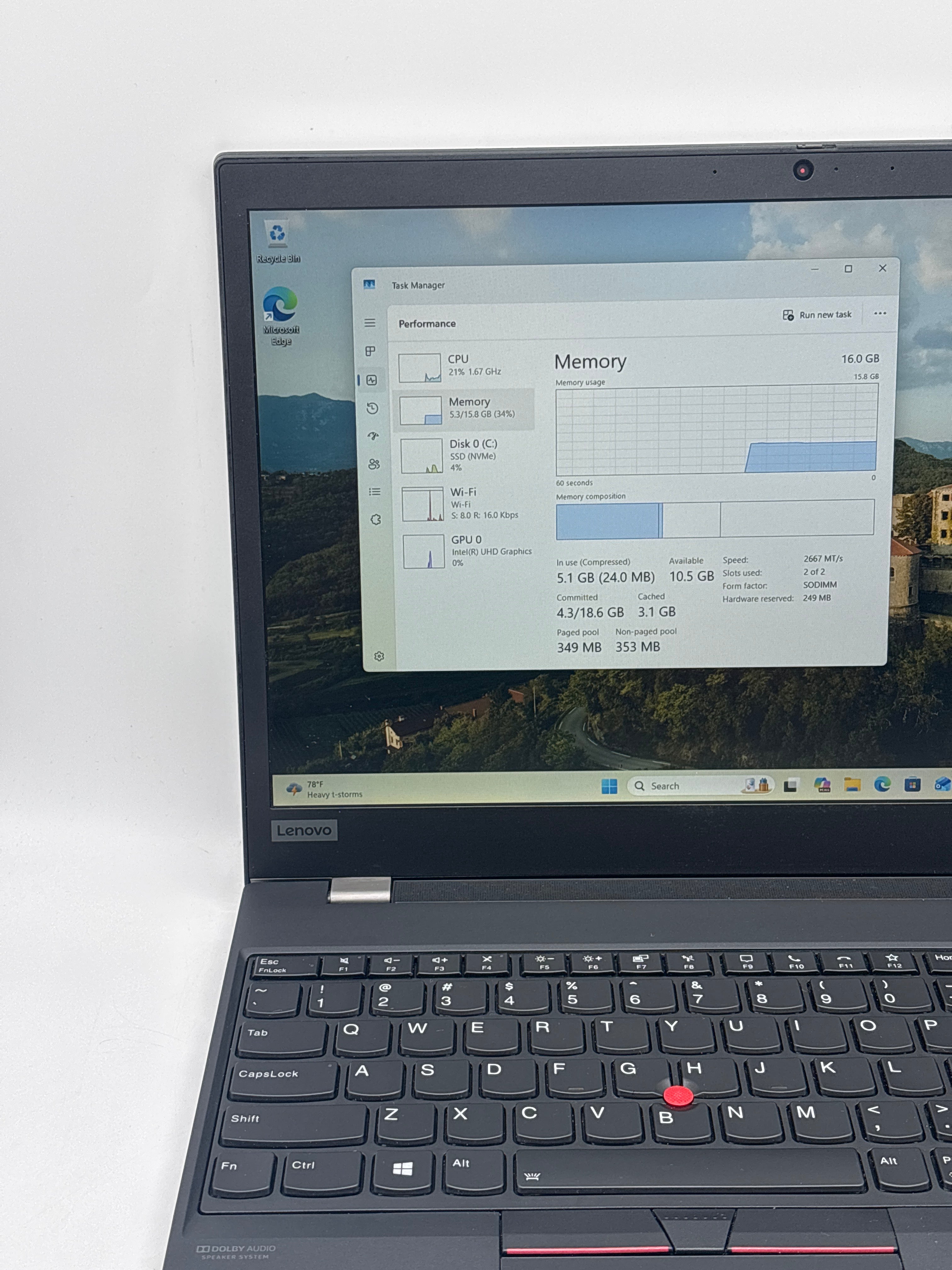 Lenovo ThinkPad T15 Gen 1 i5-10210U 16GB RAM 256GB SSD Used