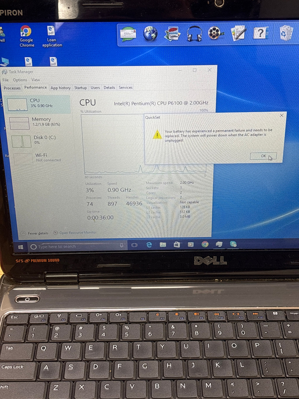 Dell Inspiron N5010 Pentium P6100 2GB RAM 256GB Storage - For Parts (Read DESC)