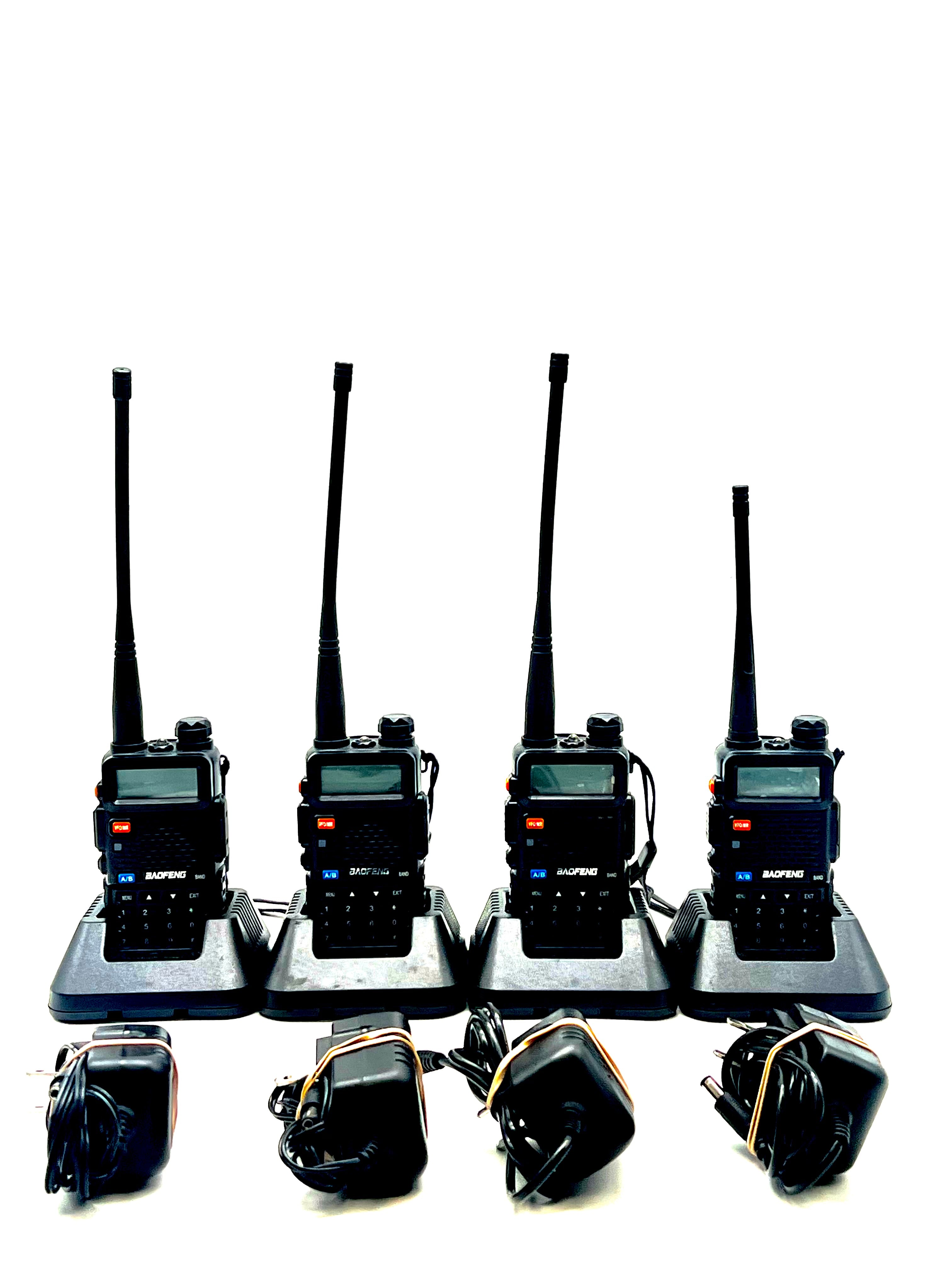 Lot of 4 Baofeng UV-5R Black Portable Handheld Radio - Used