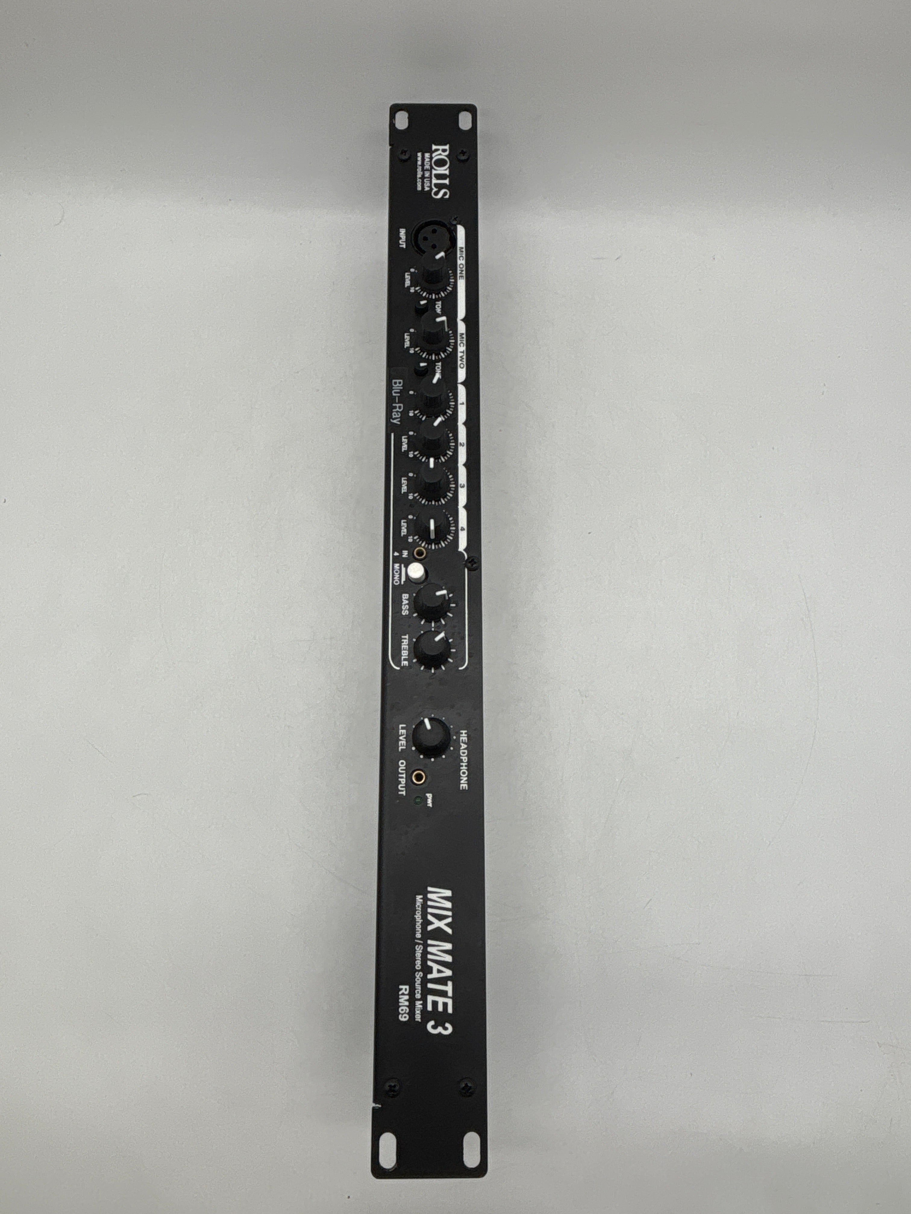 Rolls RM69 MixMate 3 Mixer Amplifier 2 Channels 4 Sources Black Used