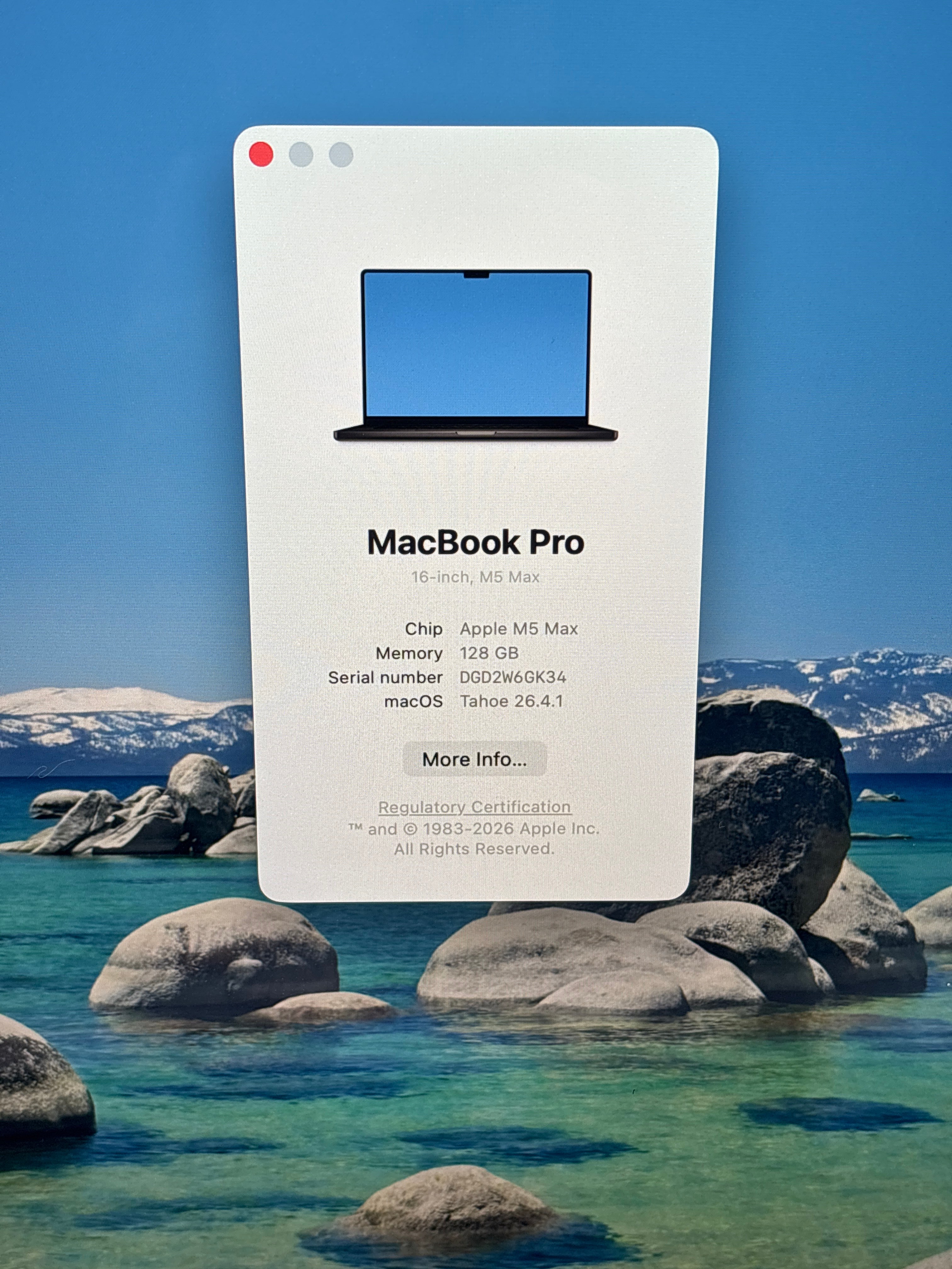 Apple MacBook Pro 16" M5 Max 18-Core CPU 40-Core GPU 128GB RAM 4TB SSD