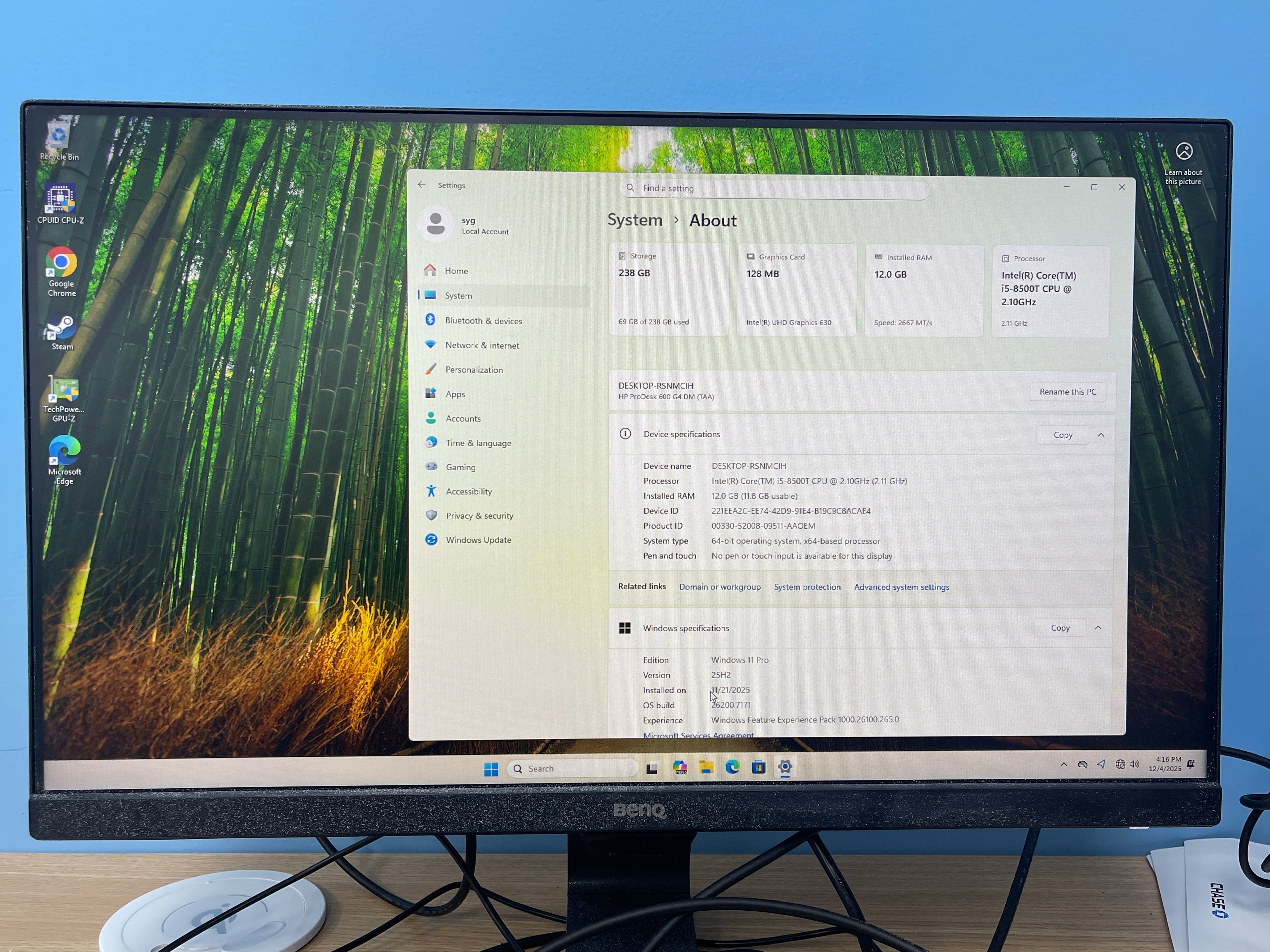 HP ProDesk 600 G4 Mini Desktop 12GB RAM 256GB SSD i5 8th Gen Black Used