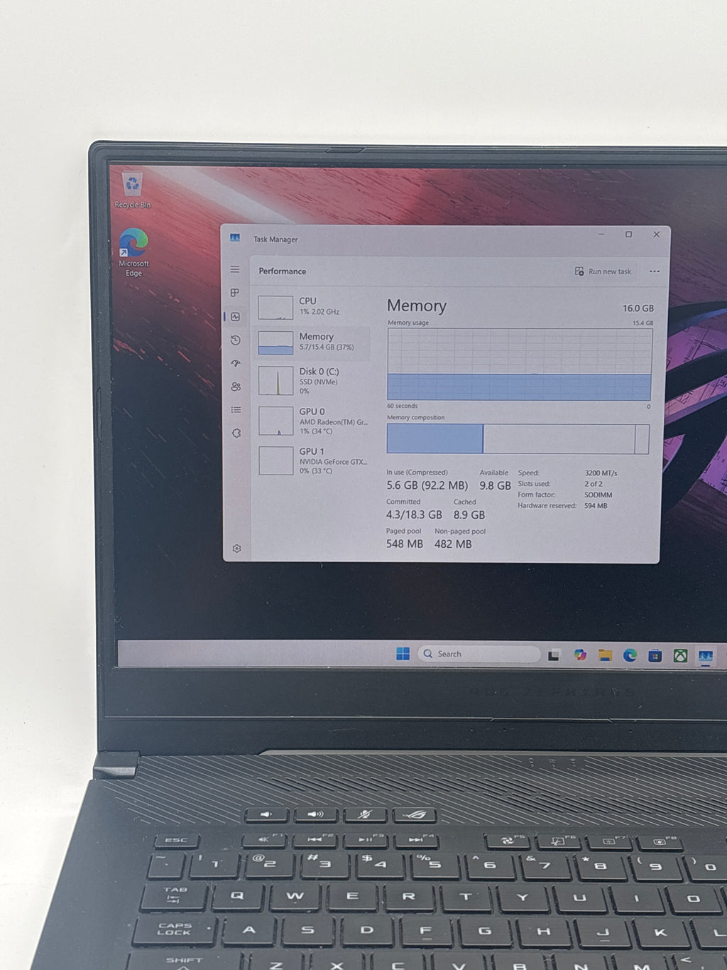 ASUS ROG Zephyrus G15 GA502I Ryzen 7 4800HS 16GB RAM 1TB SSD GTX 1660 Ti
