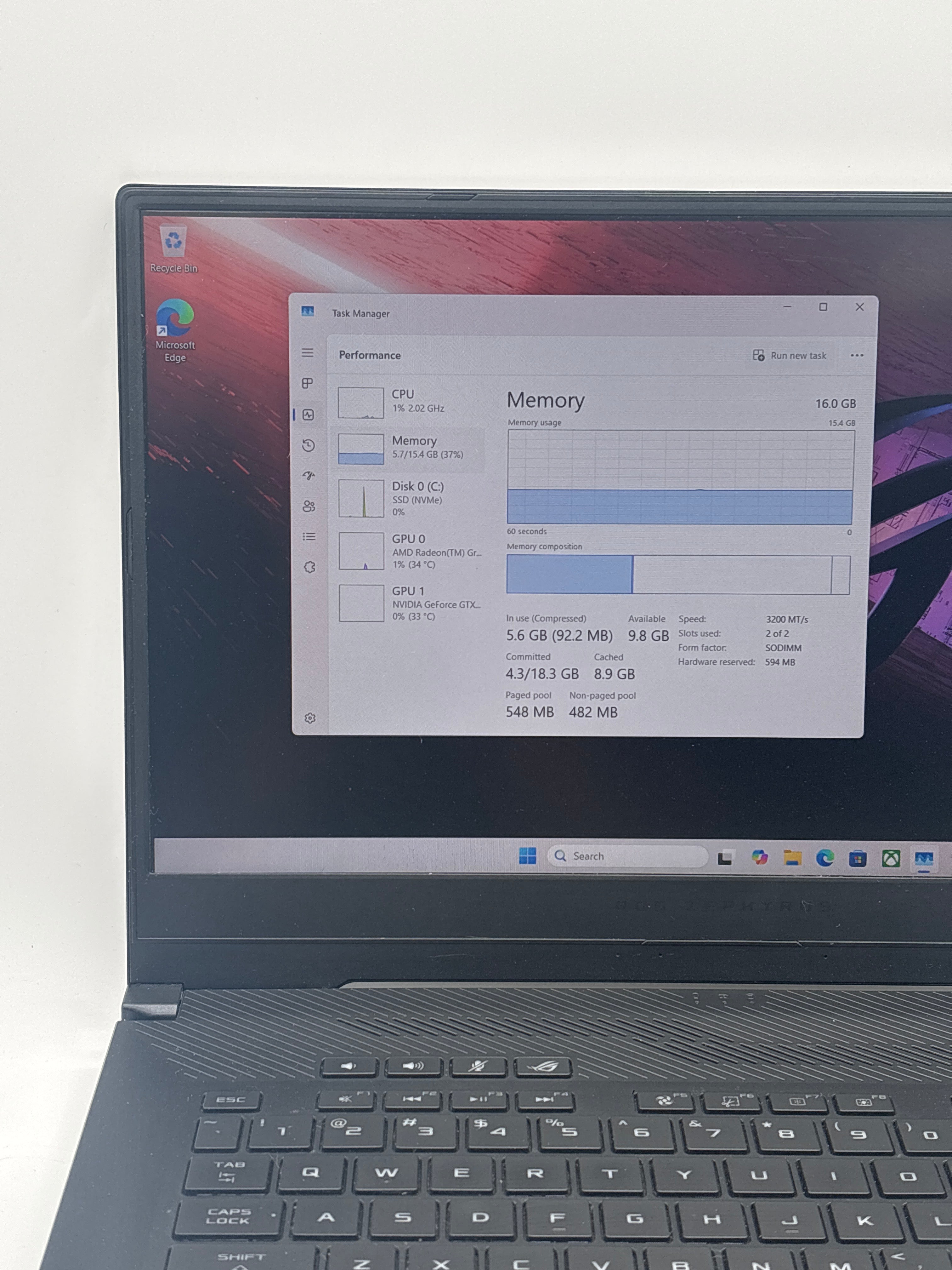 ASUS ROG Zephyrus G15 GA502I Ryzen 7 4800HS 16GB RAM 1TB SSD GTX 1660 Ti