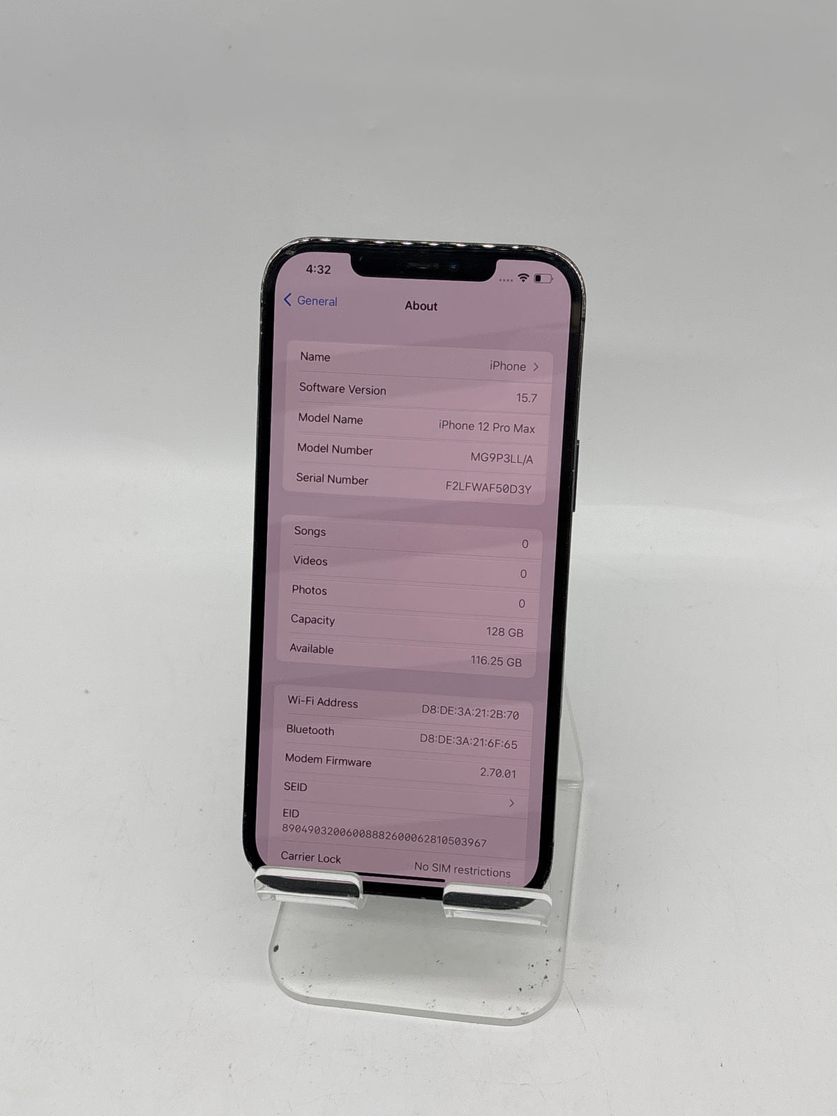 Apple iPhone 12 Pro Max 128GB Unlocked Broken Back Glass Read
