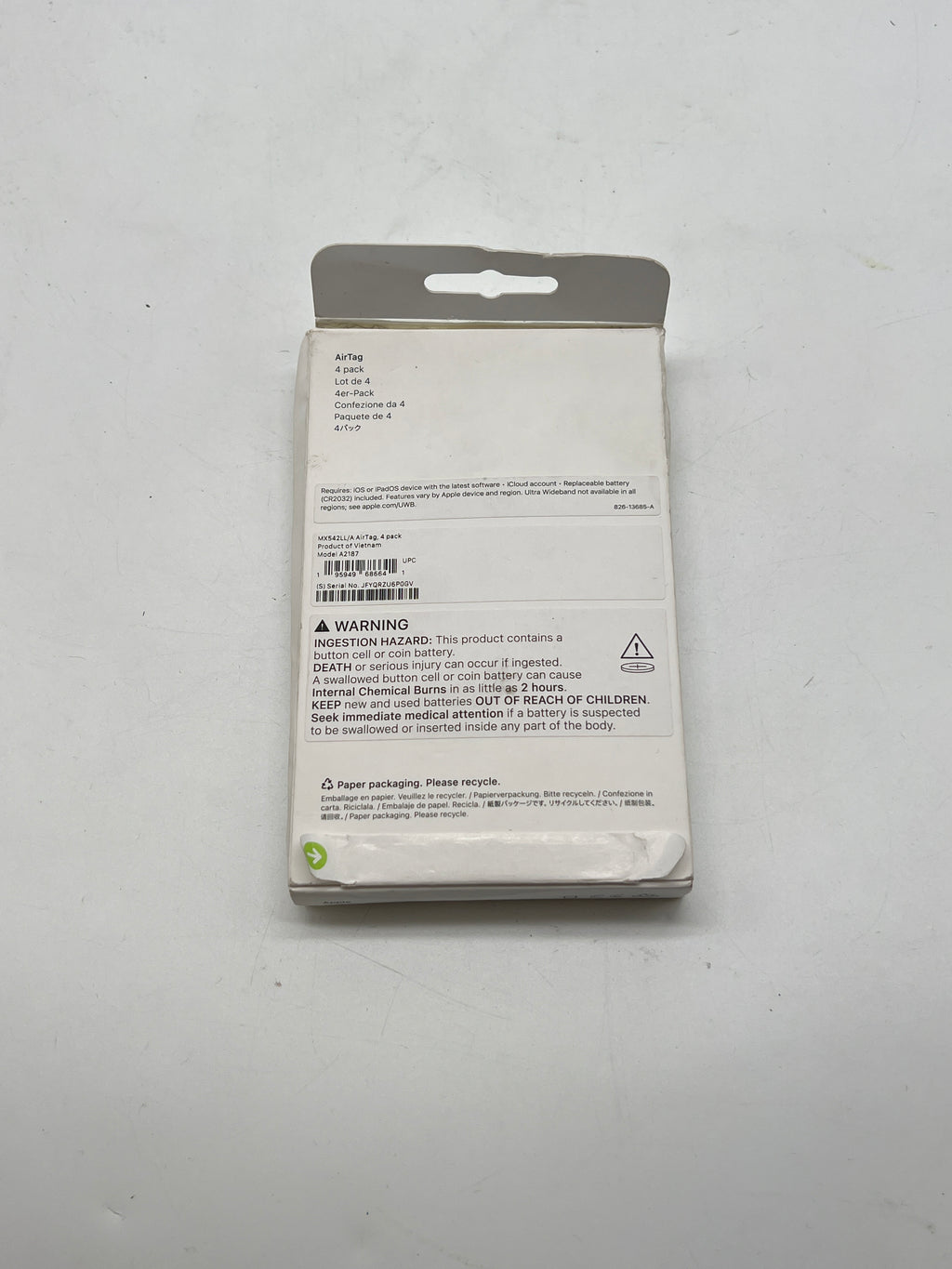 Apple Air Tag White 4 Pack A2187 - New In Box